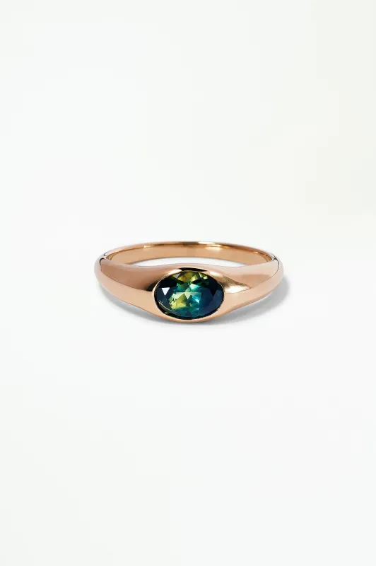 One of a Kind Brilliant Cut Oval Sapphire Signet Ring No. 56 made by WWAKE