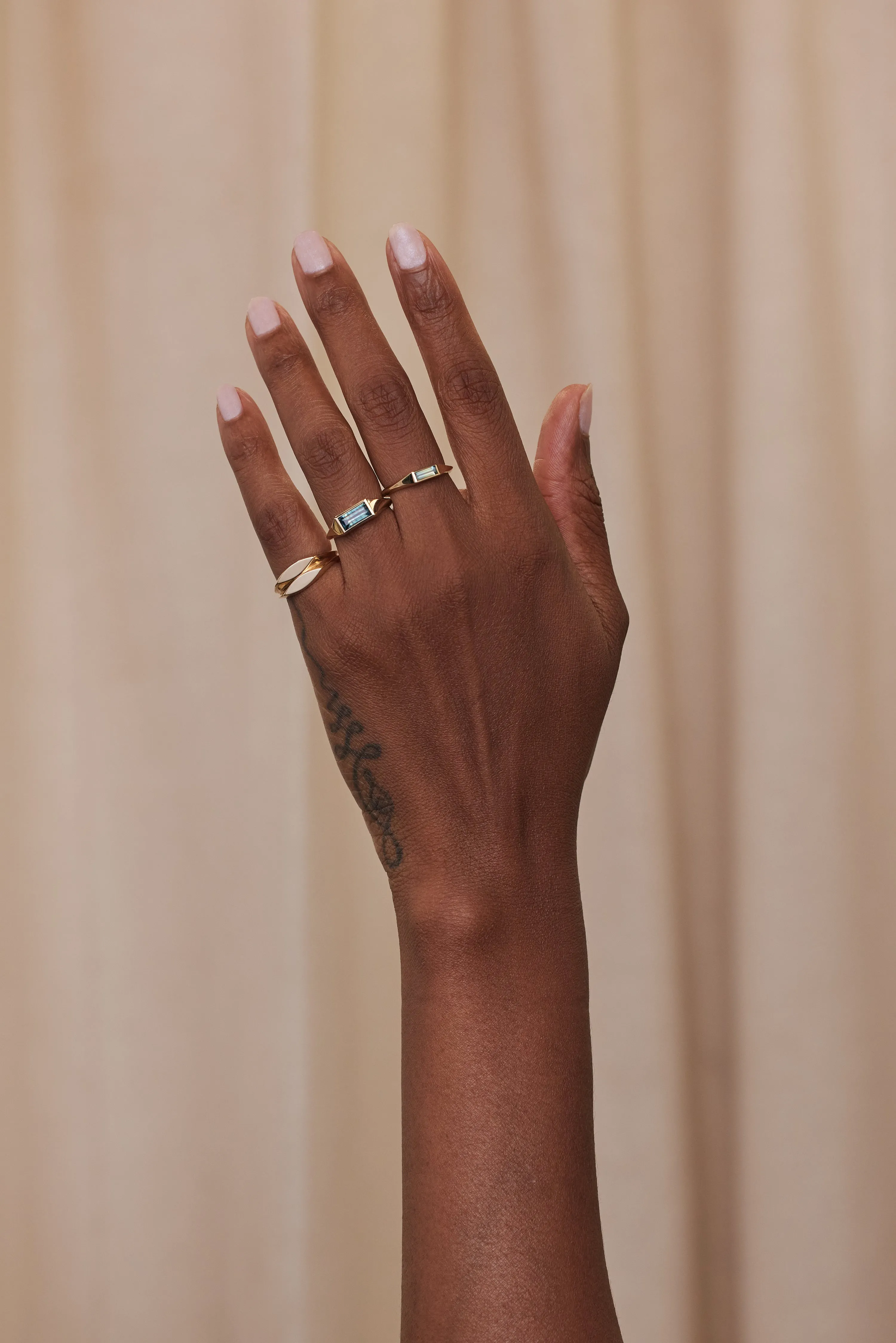 One of a Kind Baguette Cut Sapphire Signet Ring No. 52 sold by WWAKE product image thumbnail 4