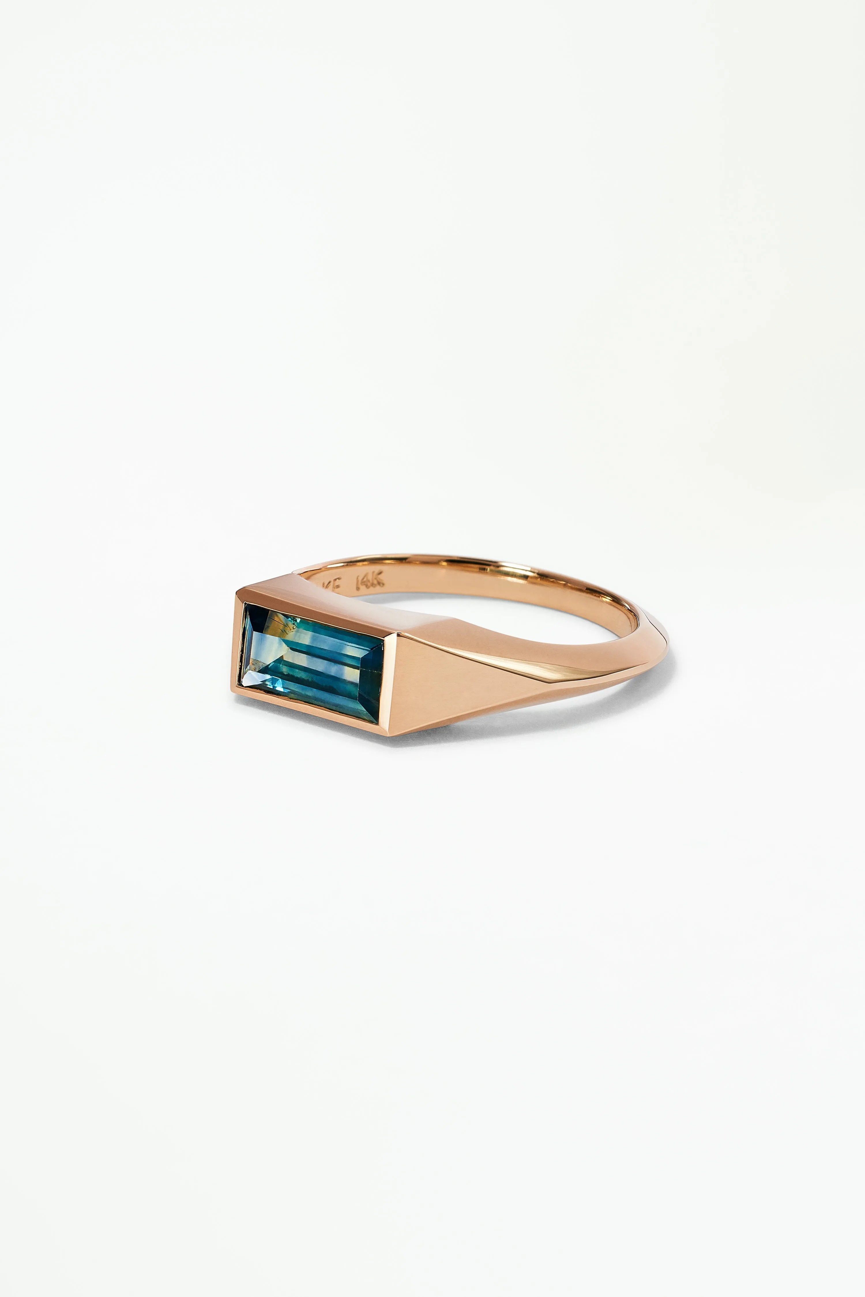 One of a Kind Baguette Cut Sapphire Signet Ring No. 52 sold by WWAKE product image thumbnail 3