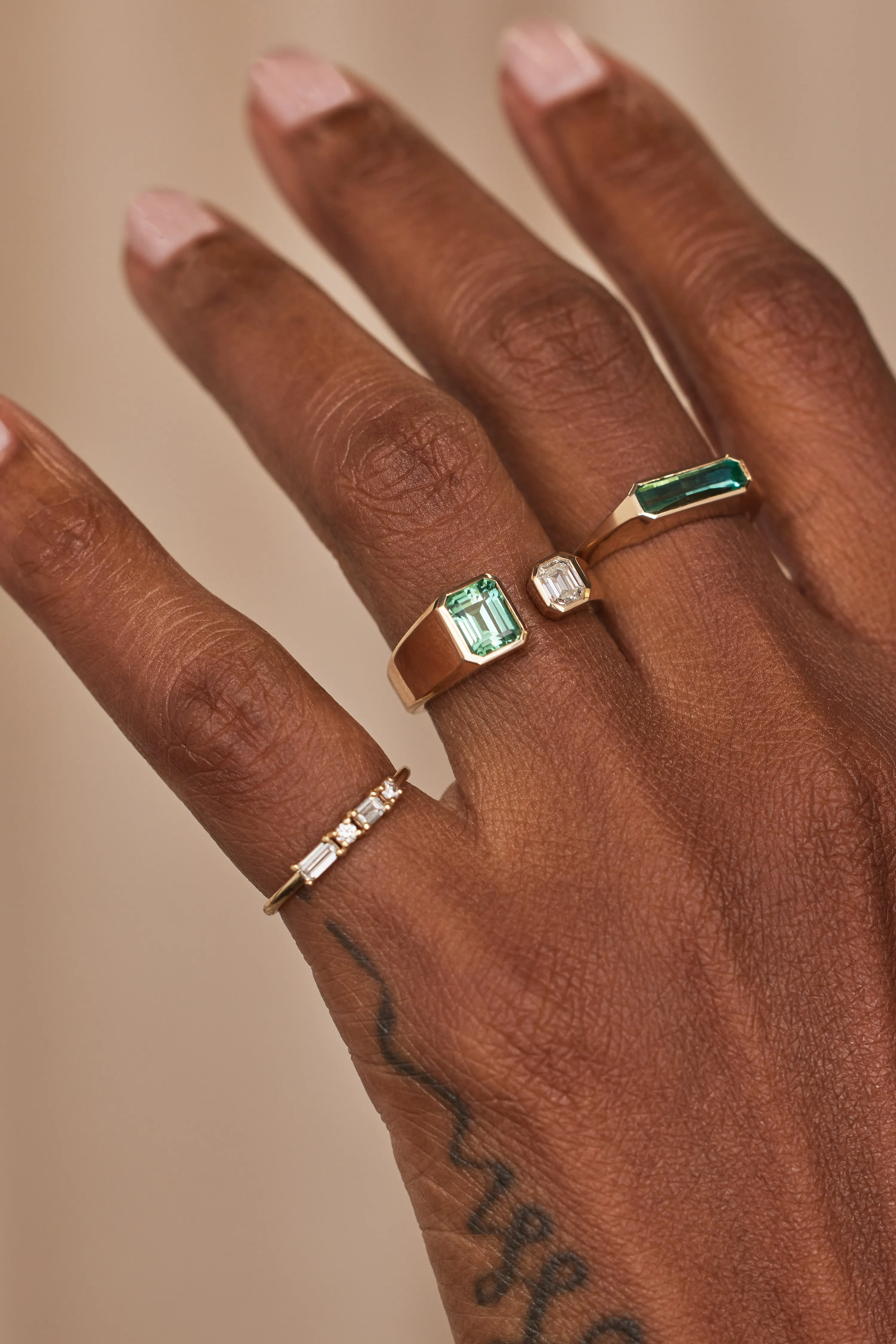 One of a Kind Emerald Cut Diamond and Tourmaline Dyad Ring No. 11 sold by WWAKE product image thumbnail 2