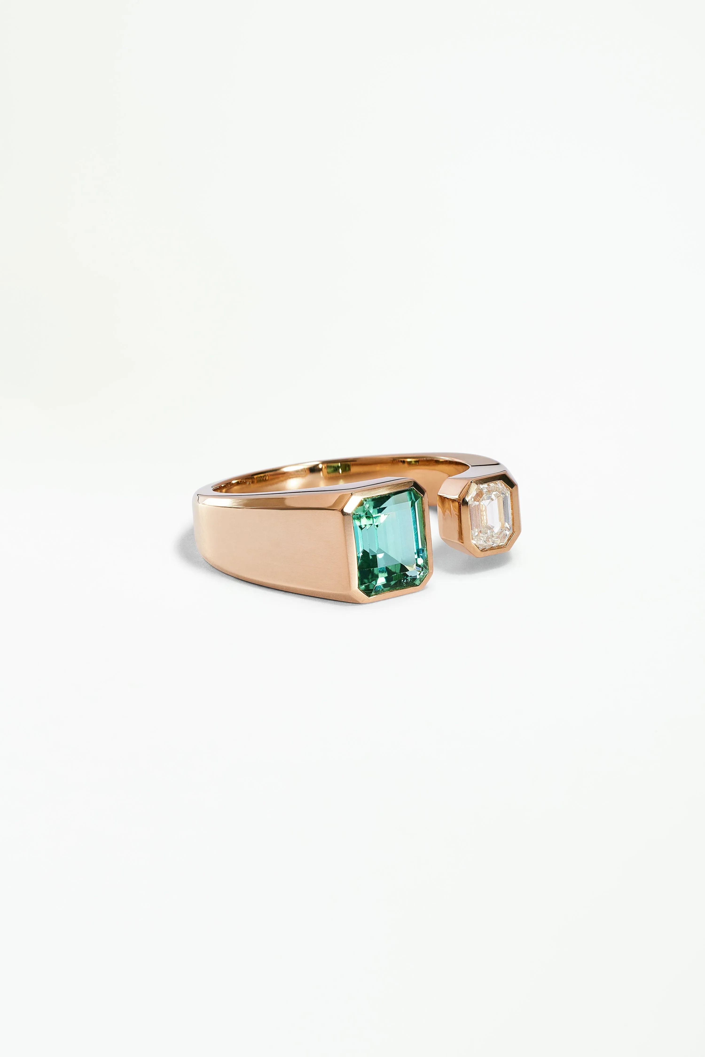 One of a Kind Emerald Cut Diamond and Tourmaline Dyad Ring No. 11 sold by WWAKE product image thumbnail 3