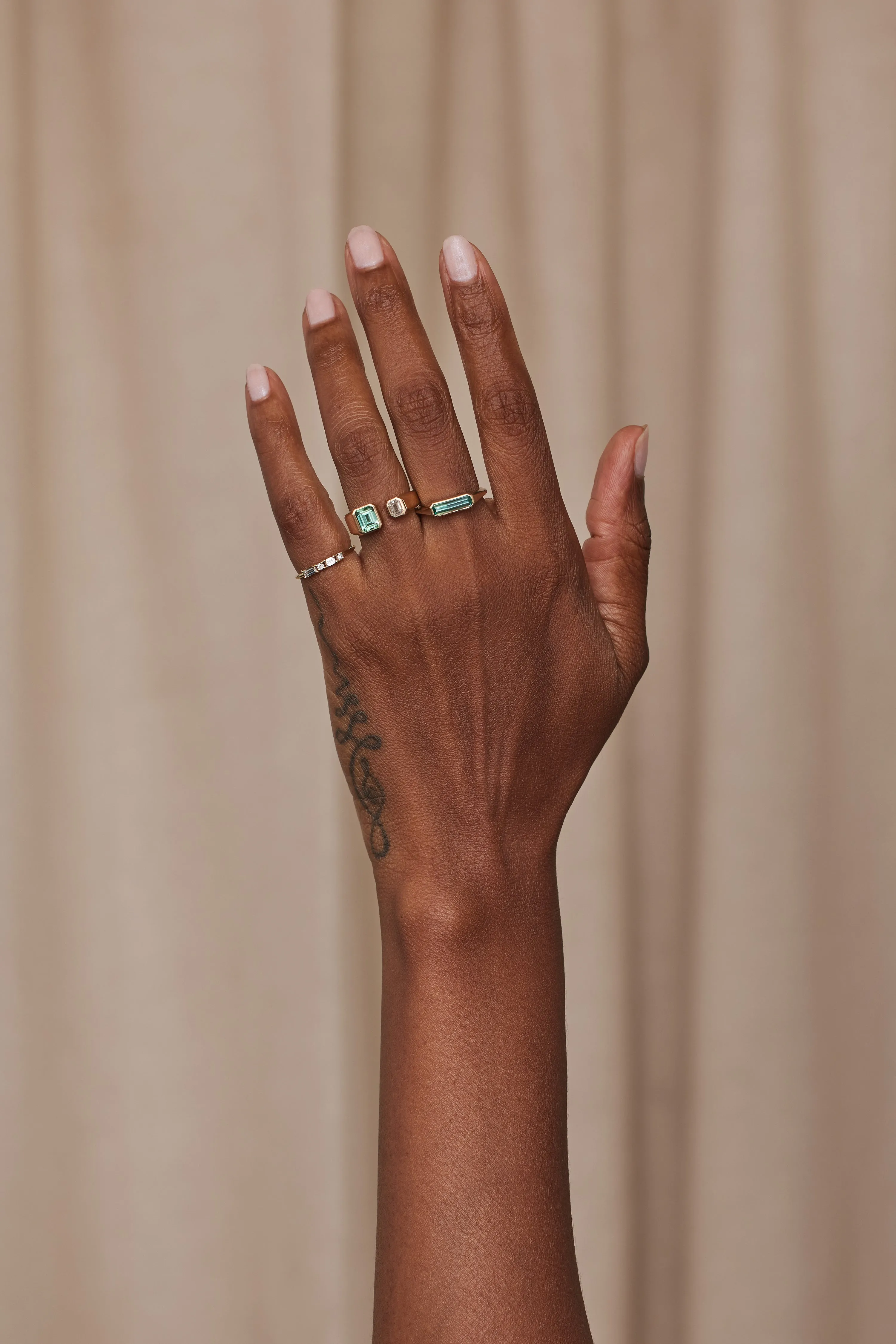 One of a Kind Emerald Cut Diamond and Tourmaline Dyad Ring No. 11 sold by WWAKE product image thumbnail 4