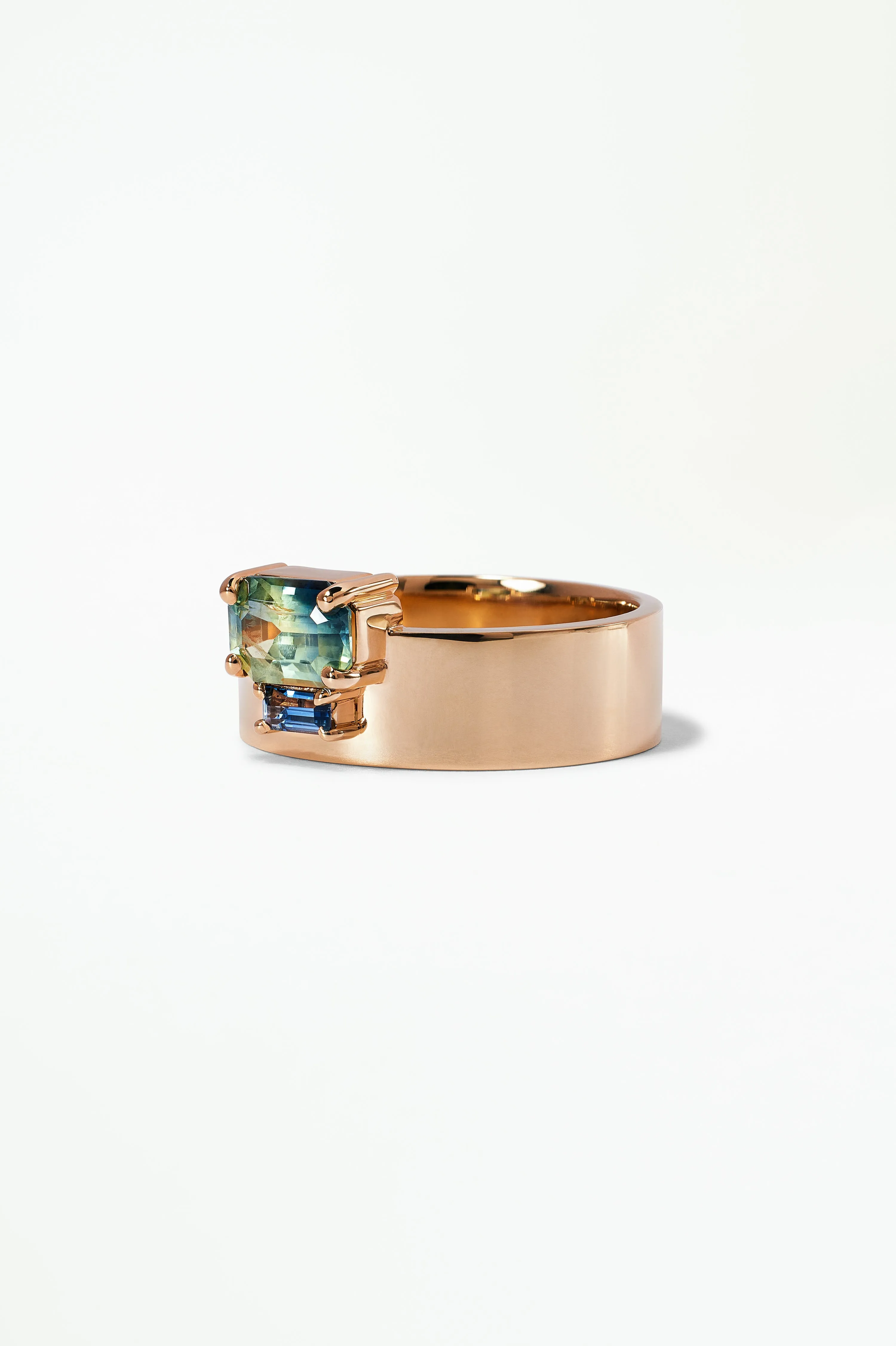 One of a Kind Emerald and Baguette Cut Sapphire Bricolage Ring No. 15 sold by WWAKE product image thumbnail 3