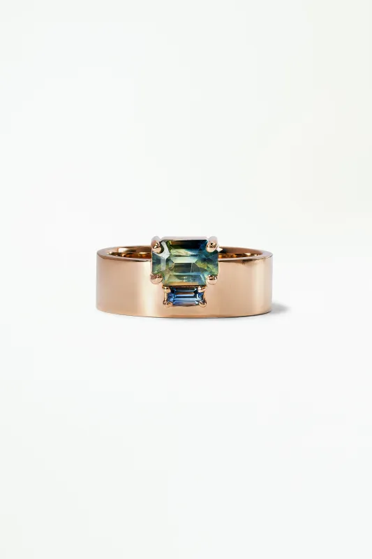 One of a Kind Emerald and Baguette Cut Sapphire Bricolage Ring No. 15 sold by WWAKE