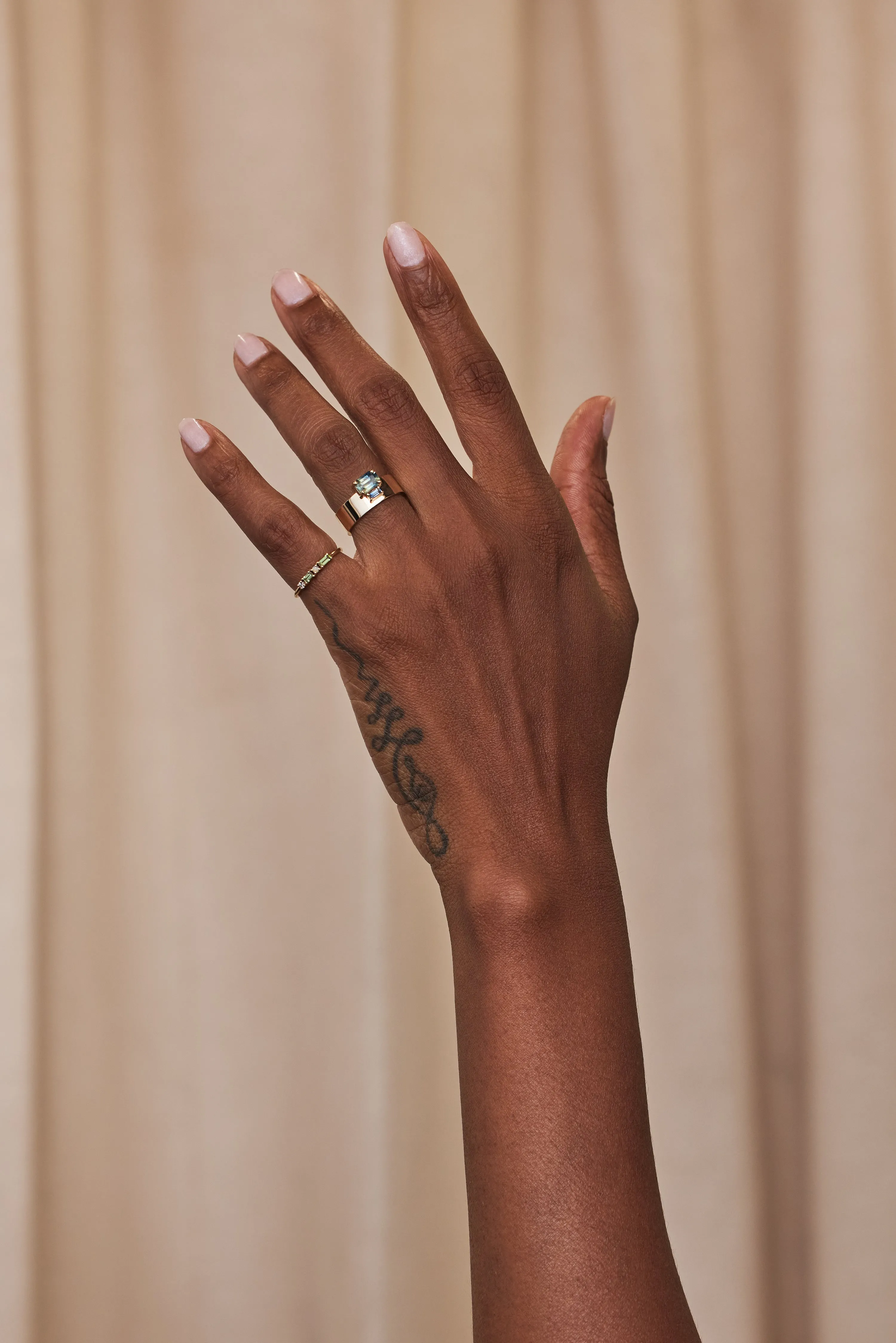 One of a Kind Emerald and Baguette Cut Sapphire Bricolage Ring No. 15 sold by WWAKE product image thumbnail 4