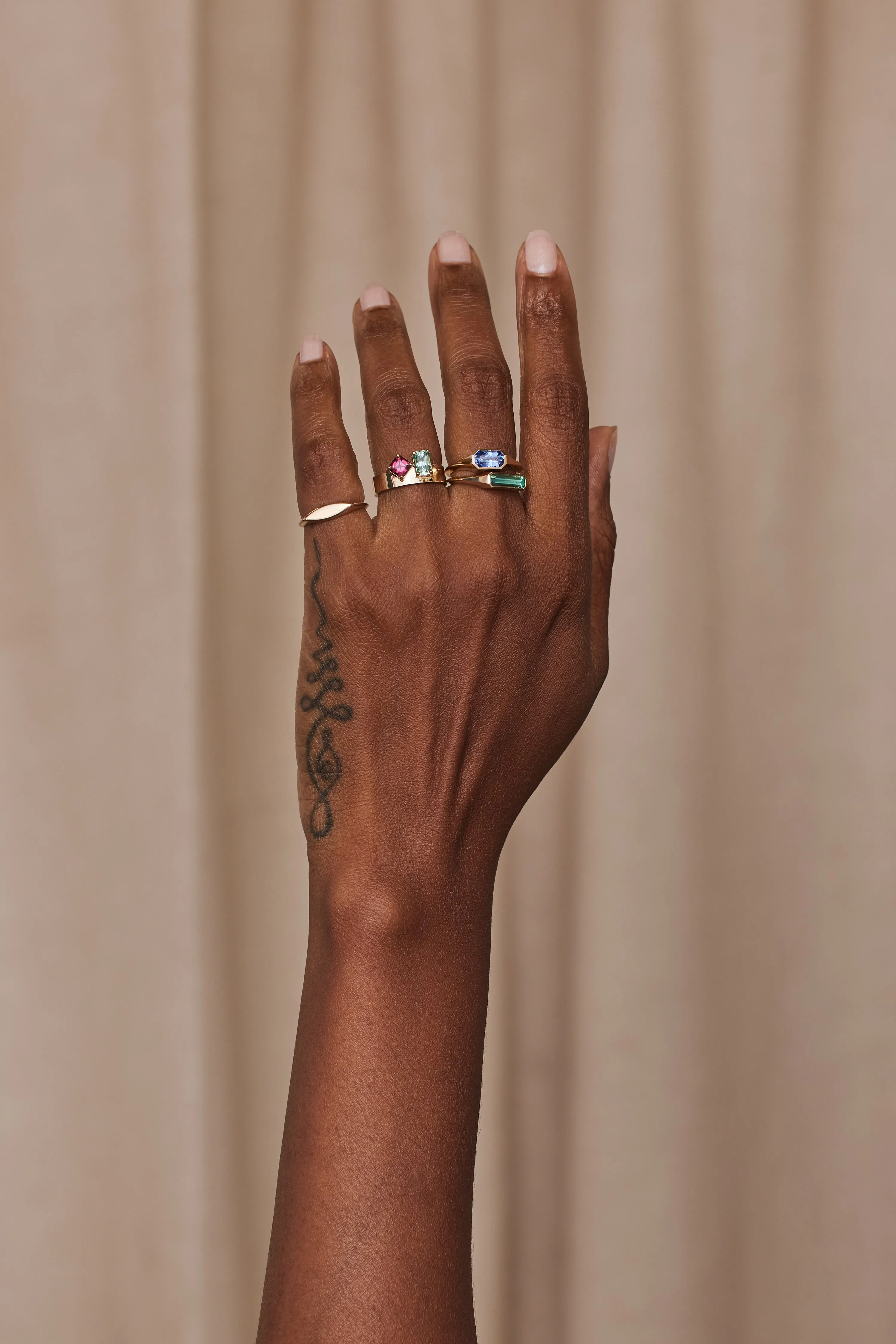 One of a Kind Asscher and Emerald Cut Emerald and Garnet Bricolage Ring No. 20 sold by WWAKE product image thumbnail 4