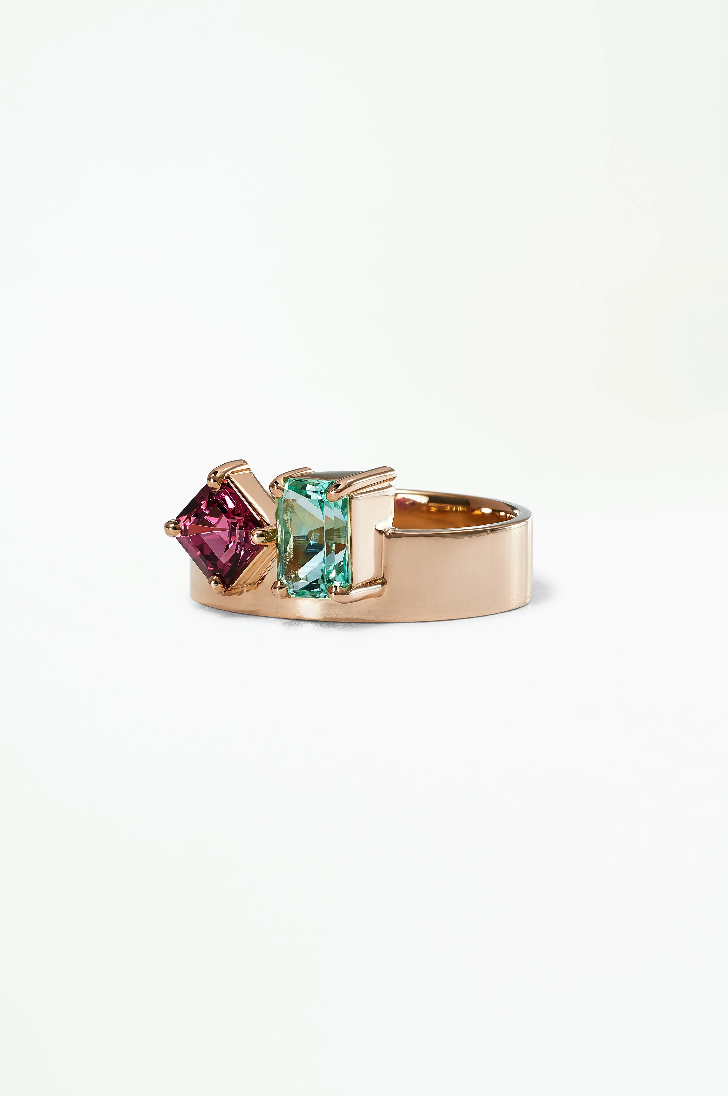 One of a Kind Asscher and Emerald Cut Emerald and Garnet Bricolage Ring No. 20 sold by WWAKE product image thumbnail 3