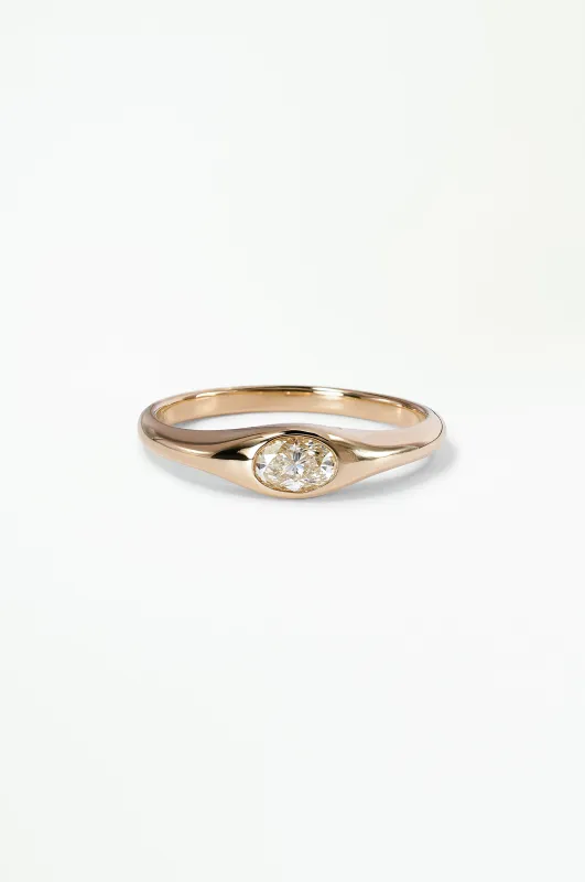 One of a Kind Brilliant Cut Oval Diamond Signet Ring No. 61 made by WWAKE