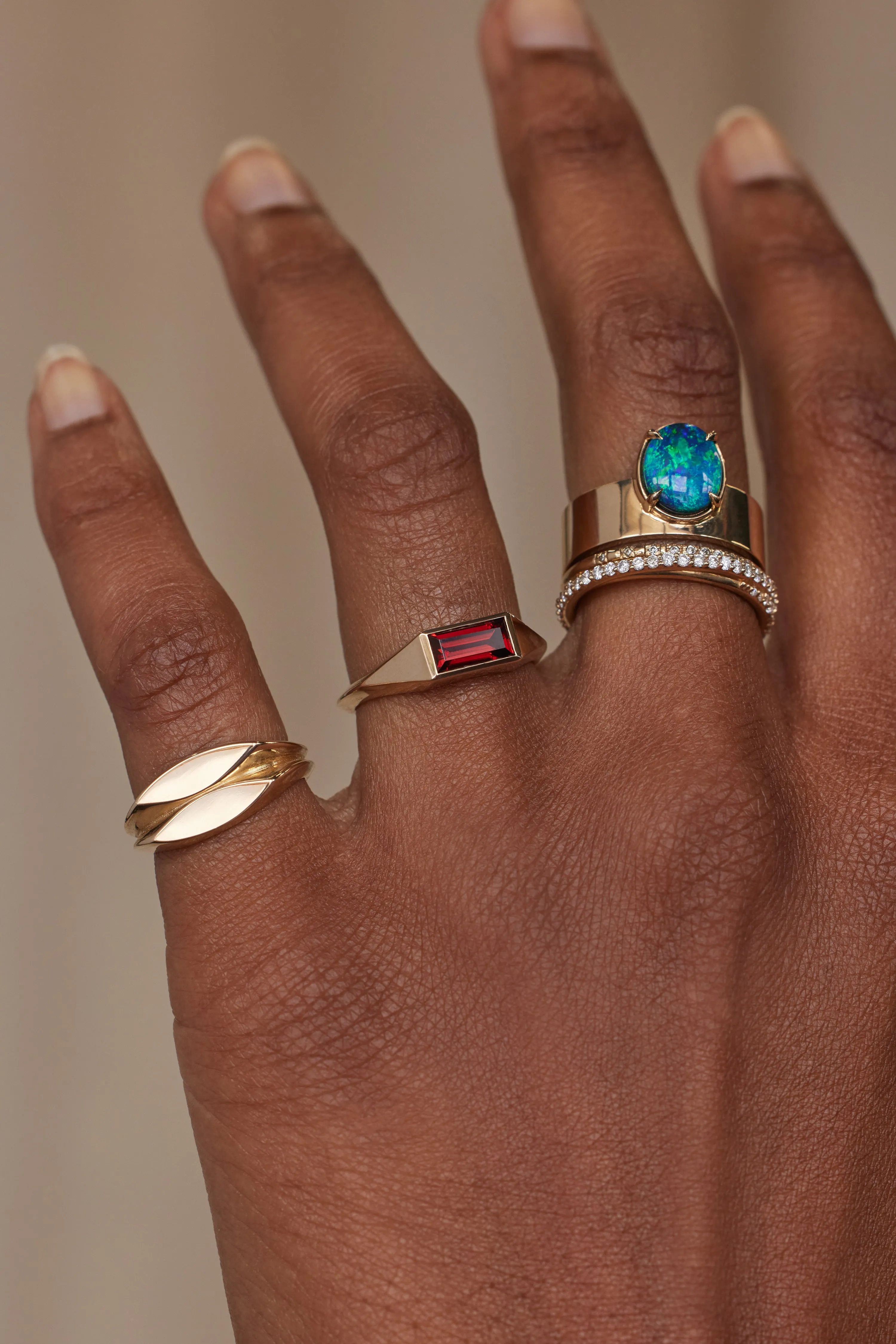 One of a Kind Baguette Cut Garnet Signet Ring No. 55 sold by WWAKE product image thumbnail 2