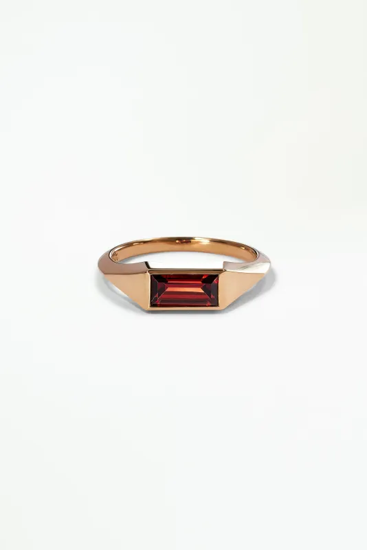One of a Kind Baguette Cut Garnet Signet Ring No. 55 made by WWAKE