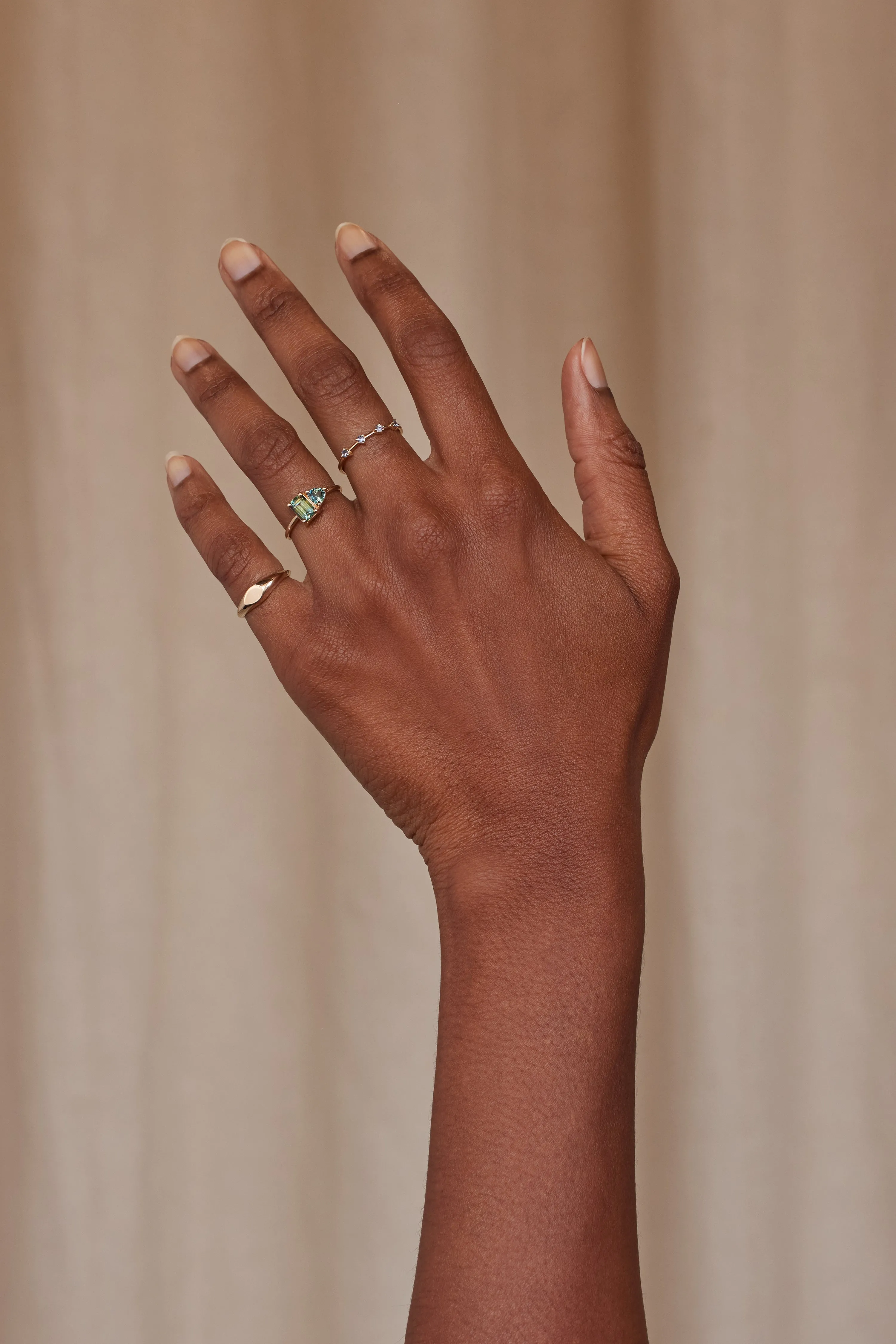 One of a Kind Emerald and Trillion Cut Sapphire Mosaic Ring No. 42 sold by WWAKE product image thumbnail 4