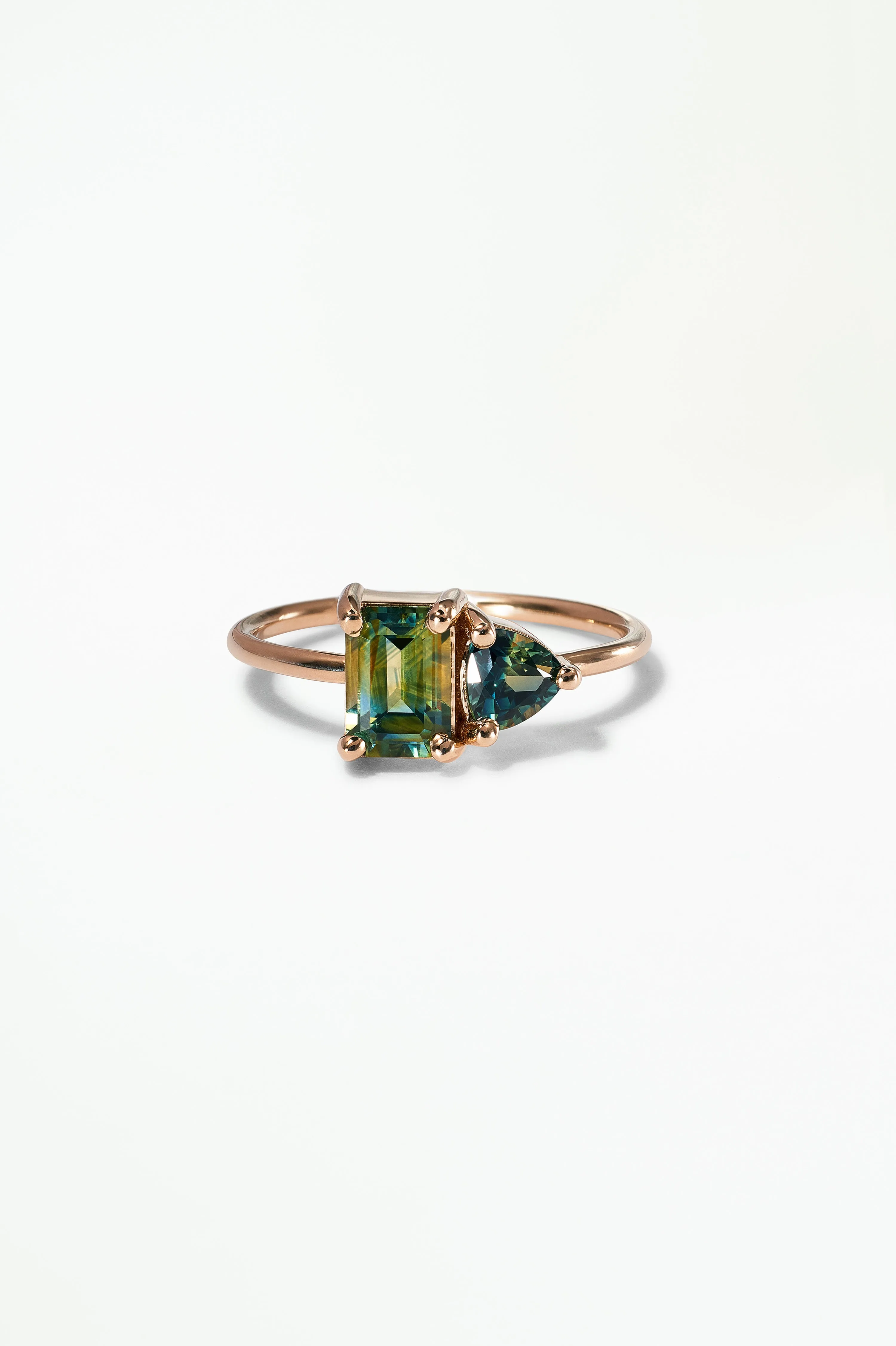 One of a Kind Emerald and Trillion Cut Sapphire Mosaic Ring No. 42 sold by WWAKE