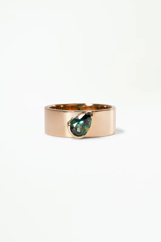 One of a Kind Brilliant Cut Sapphire Pear Menhir Ring No. 18 made by WWAKE