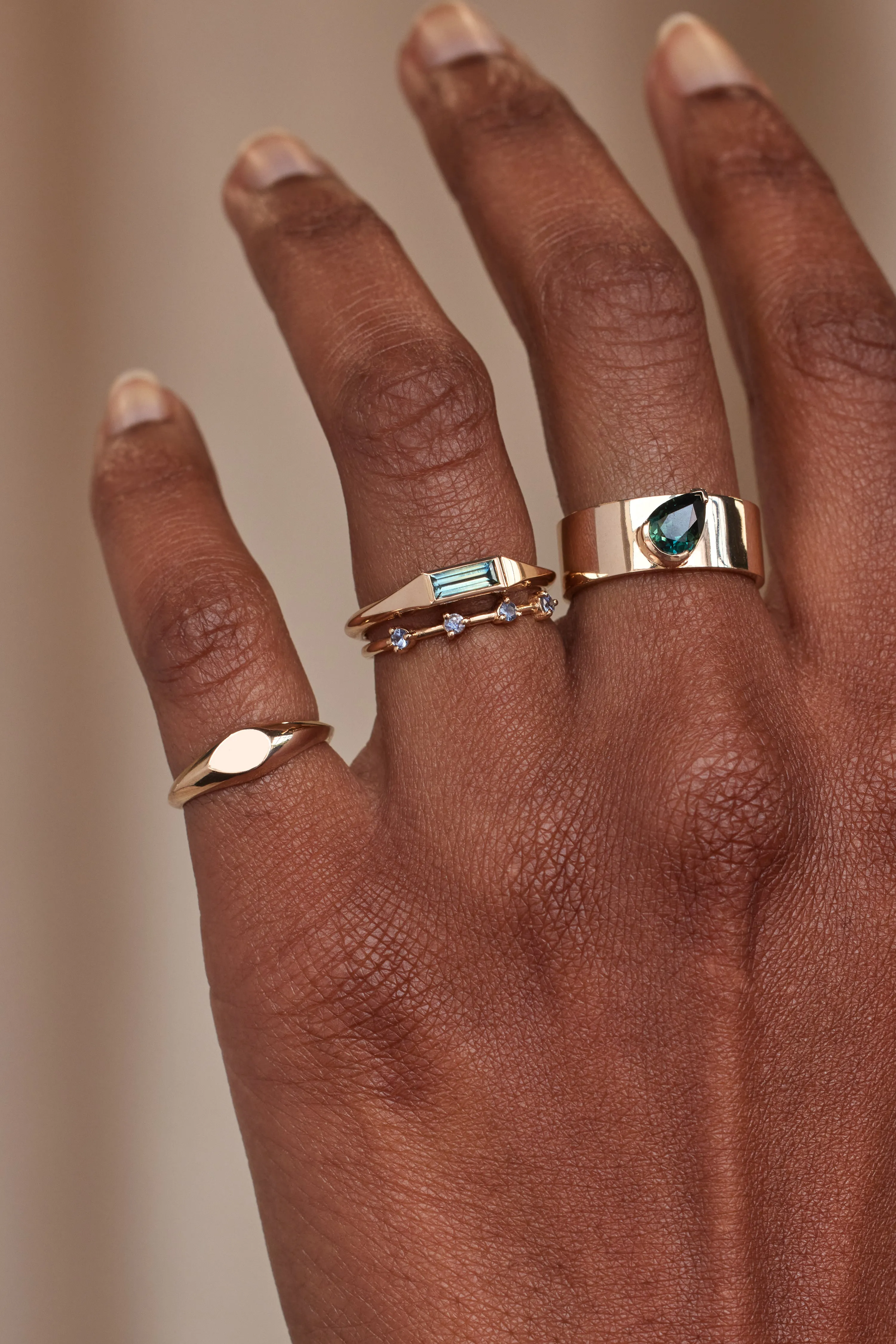 One of a Kind Baguette Cut Sapphire Signet Ring No. 57 sold by WWAKE product image thumbnail 2