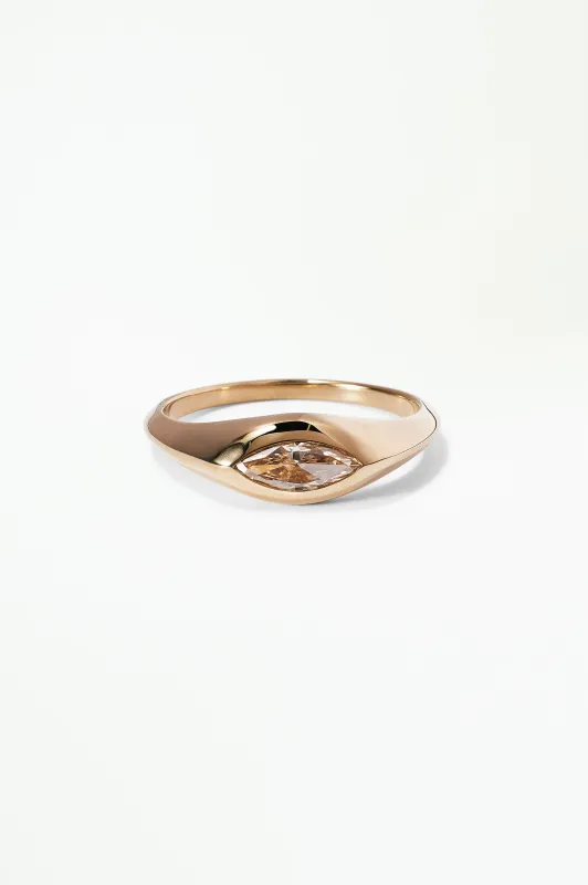 One of a Kind Marquise Cut Diamond Signet Ring No. 58 made by WWAKE