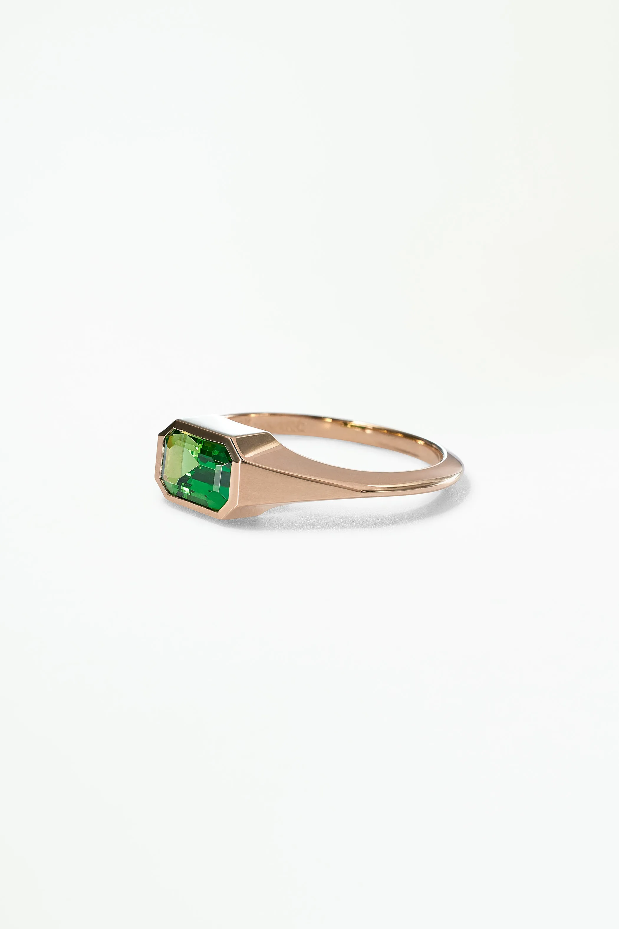 One of a Kind Emerald Cut Green Tourmaline Signet Ring No. 47 sold by WWAKE product image thumbnail 3