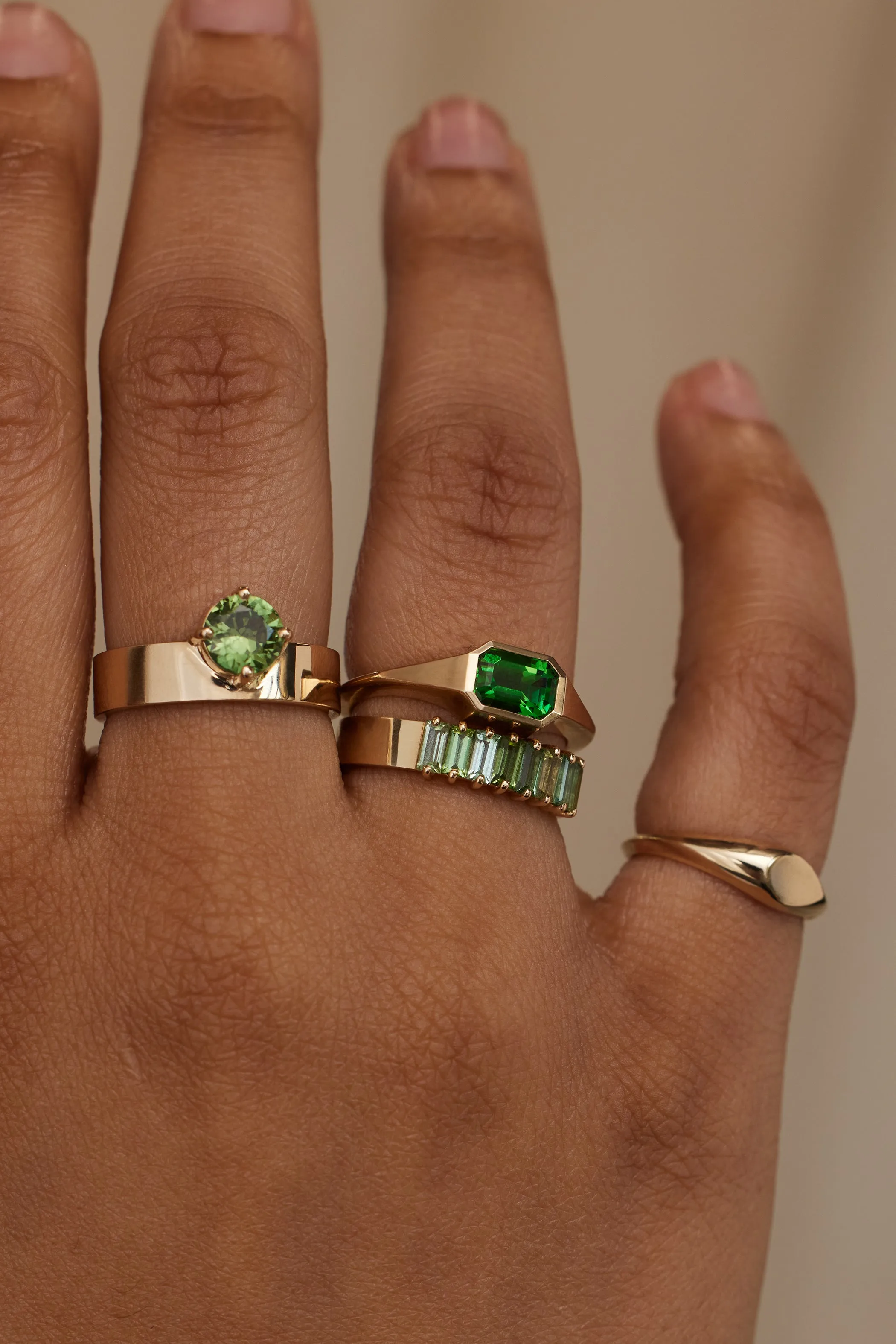 One of a Kind Emerald Cut Green Tourmaline Signet Ring No. 47 sold by WWAKE product image thumbnail 2