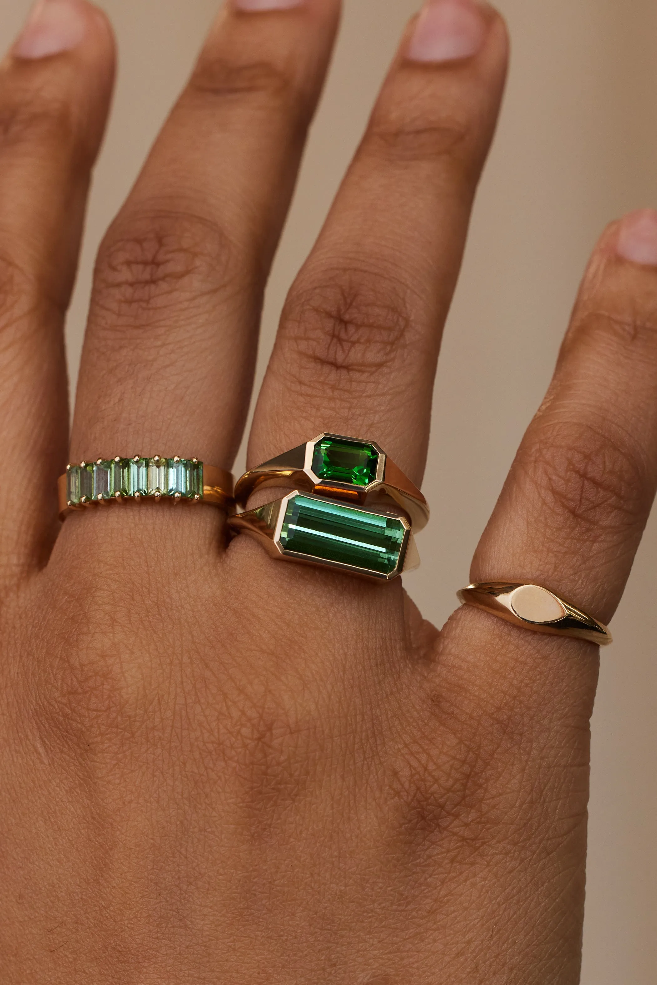 One of a Kind Emerald Cut Green Tourmaline Signet Ring No. 46 sold by WWAKE product image thumbnail 2
