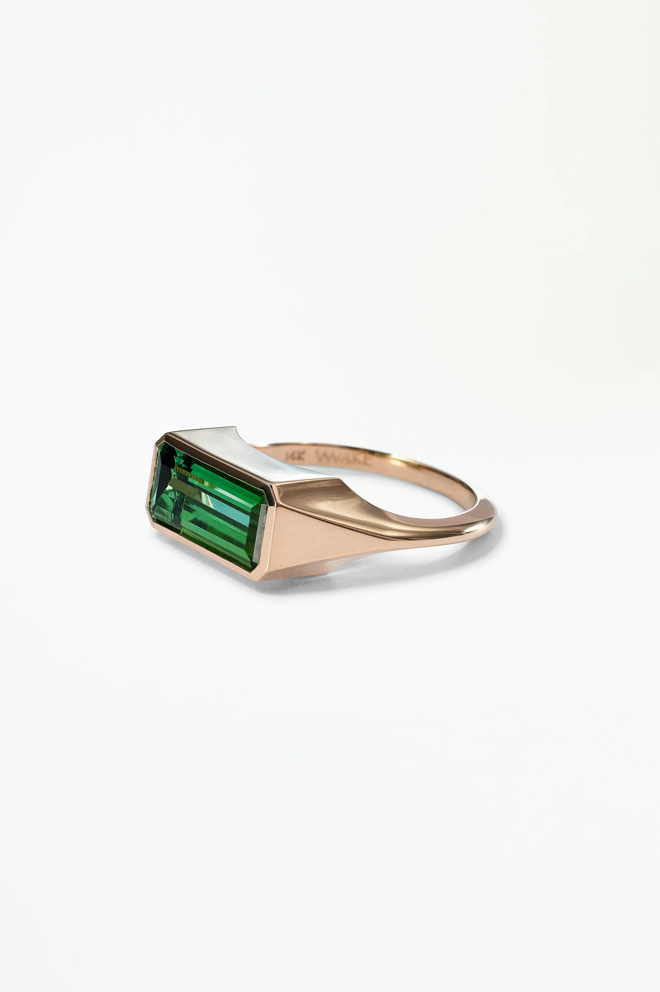 One of a Kind Emerald Cut Green Tourmaline Signet Ring No. 46 sold by WWAKE product image thumbnail 3