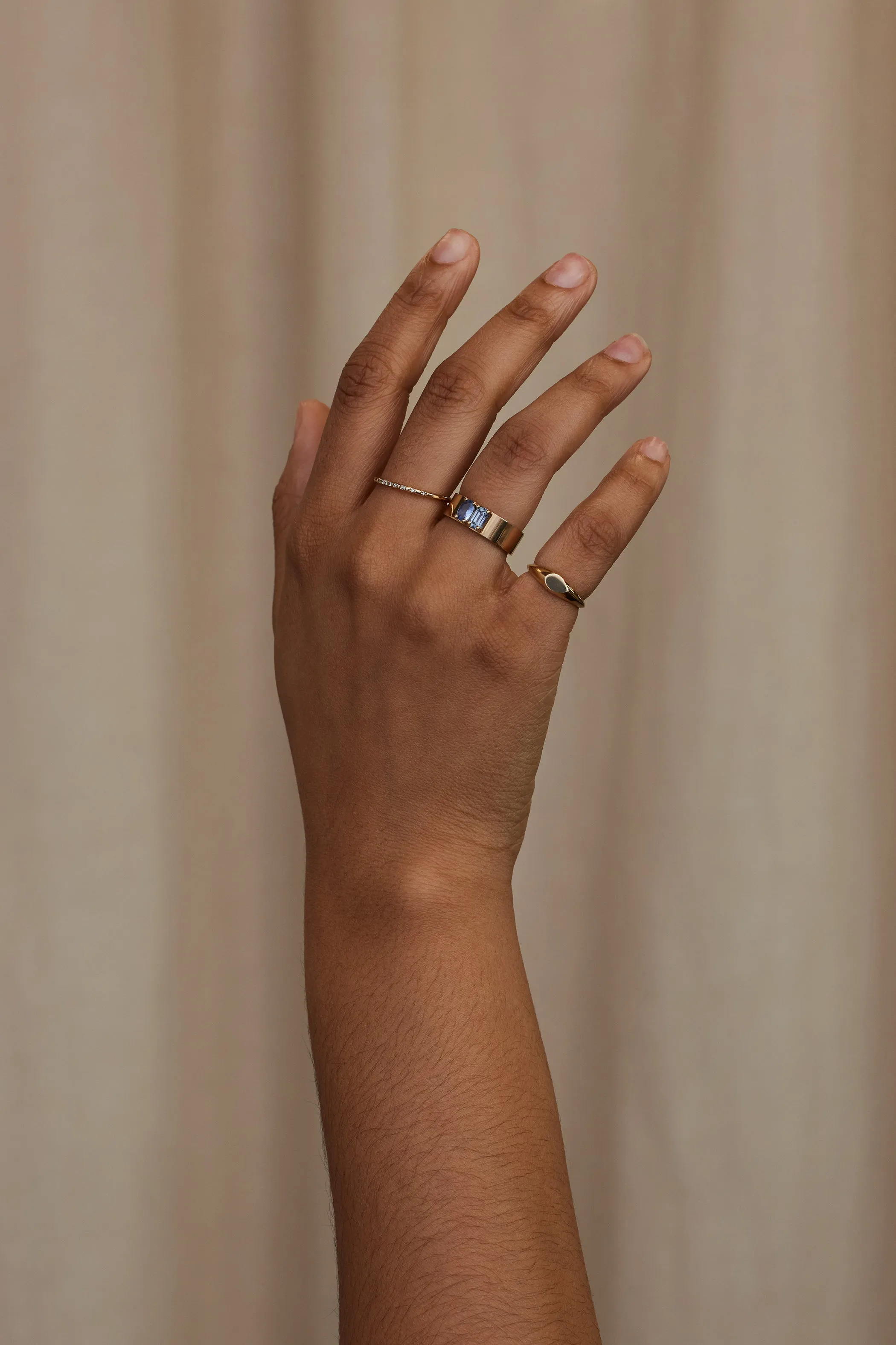 One of a Kind Emerald and Brilliant Cut Sapphire Menhir Ring No. 16 sold by WWAKE product image thumbnail 3