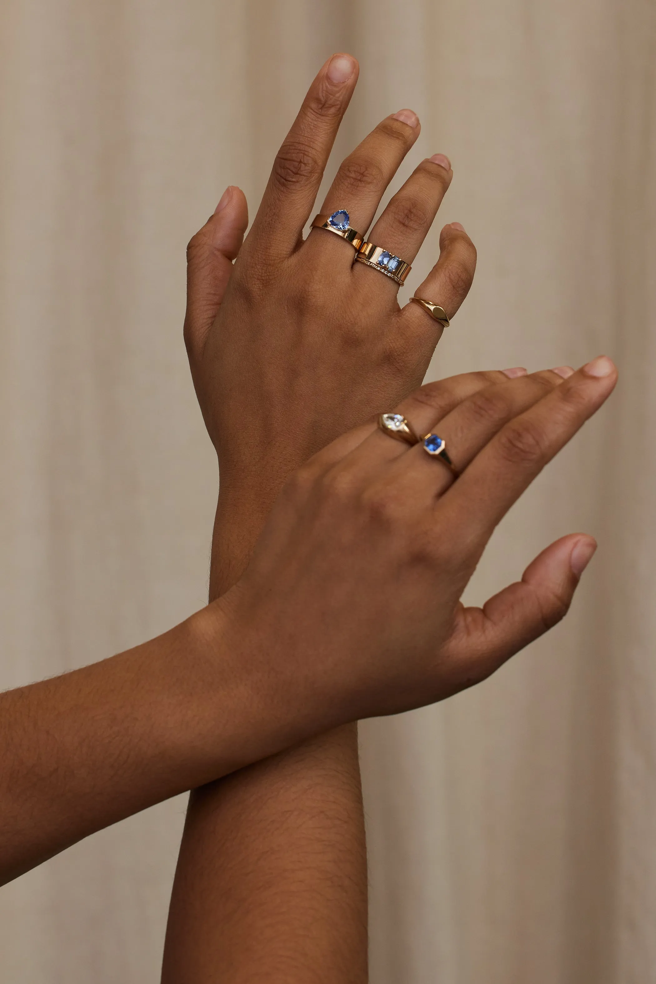 One of a Kind Emerald and Brilliant Cut Sapphire Menhir Ring No. 16 sold by WWAKE product image thumbnail 5