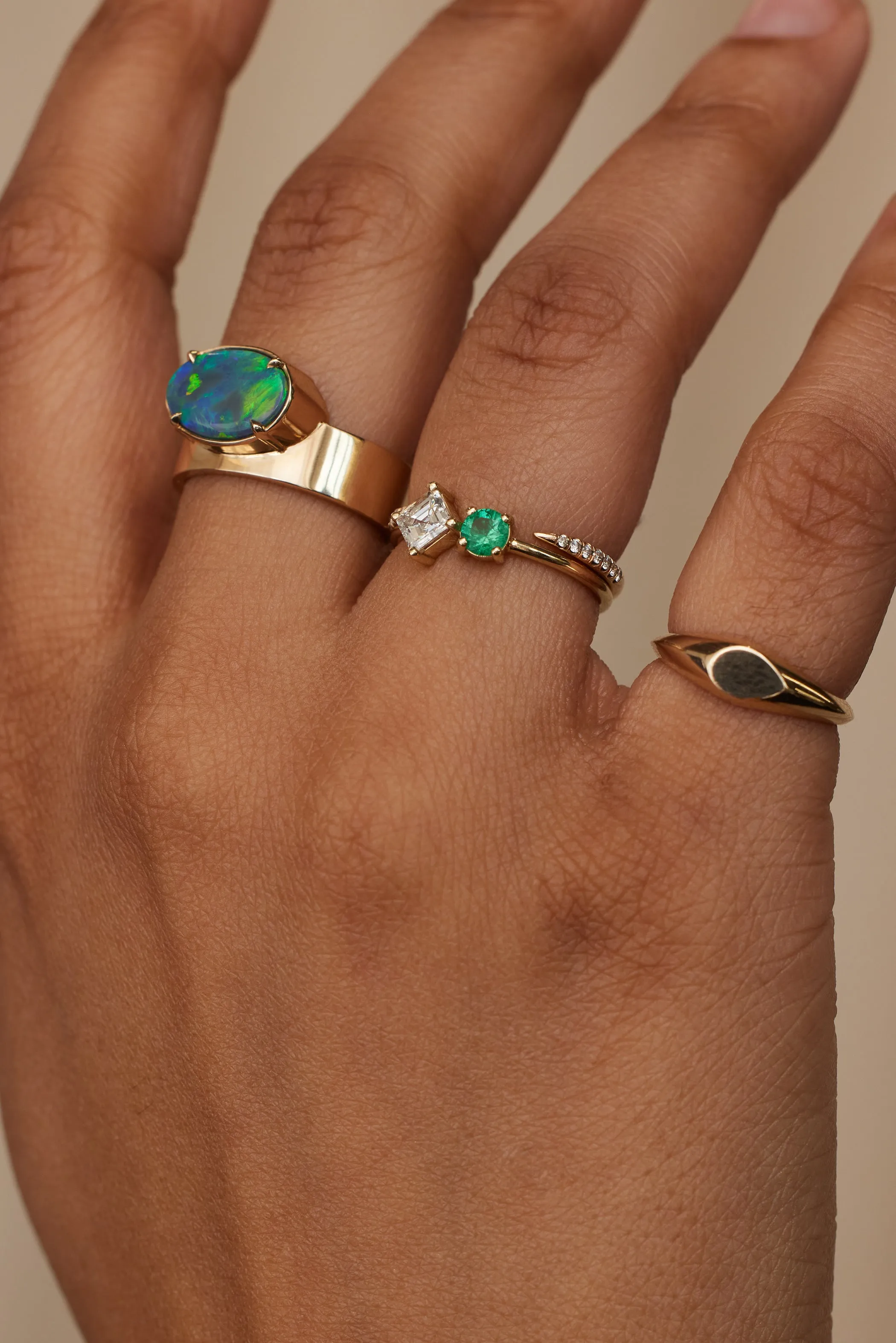 One of a Kind Diamond and Emerald Mosaic Ring No. 46 sold by WWAKE product image thumbnail 2