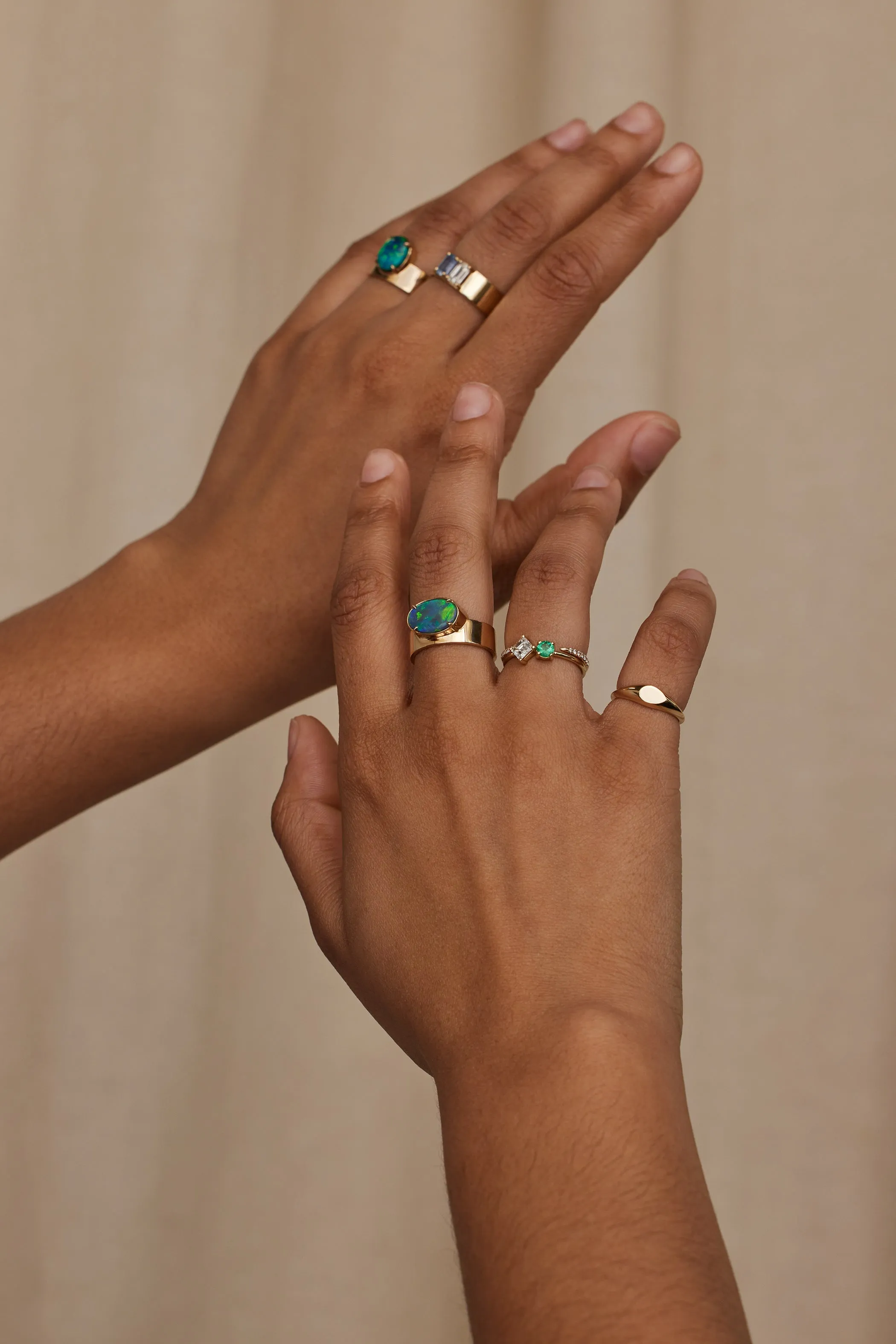 One of a Kind Diamond and Emerald Mosaic Ring No. 46 sold by WWAKE product image thumbnail 5