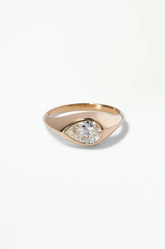 One of a Kind Pear Brilliant Cut Diamond Signet No. 36 made by WWAKE