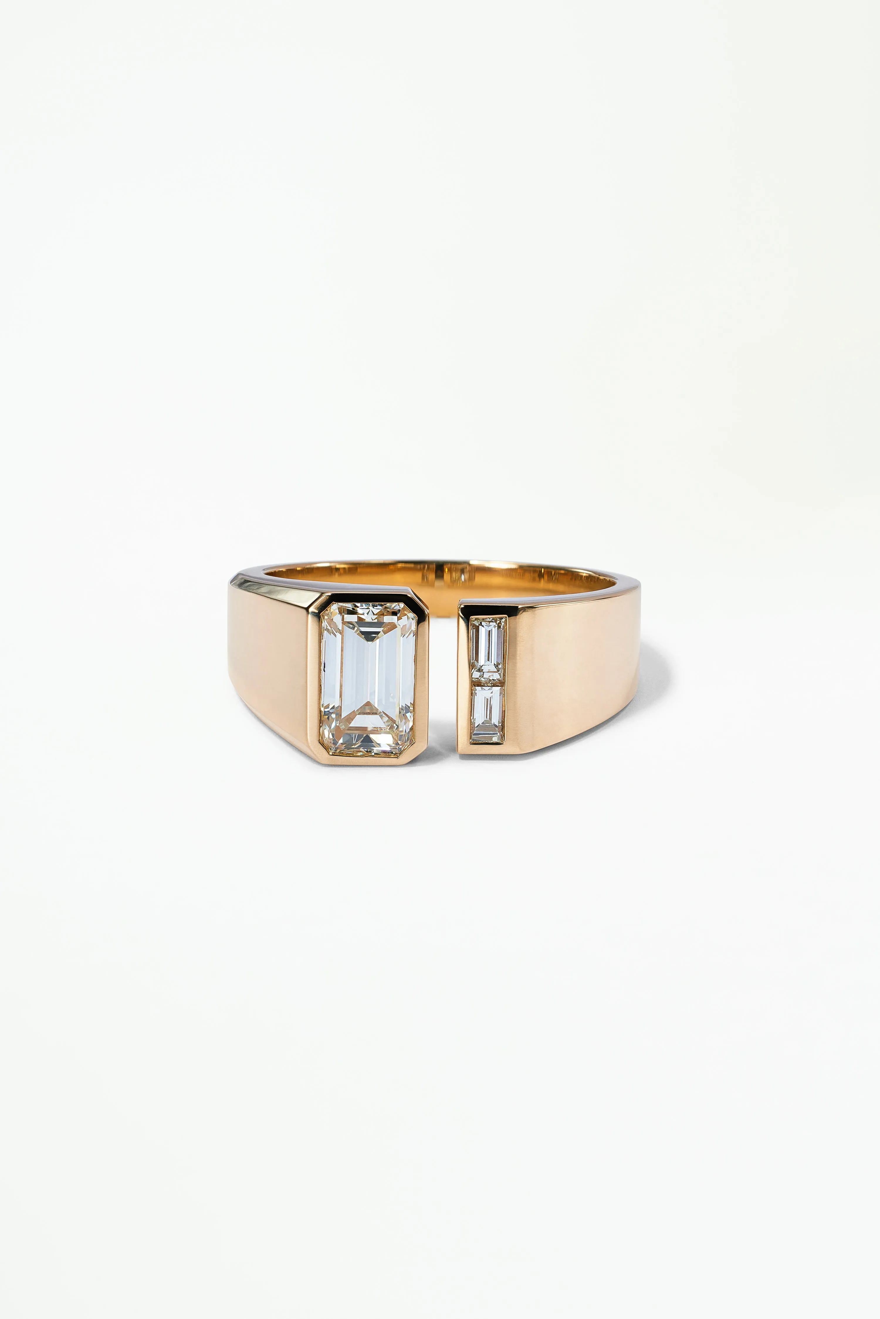 One of a Kind Emerald Cut Diamond Dyad Signet Ring No. 9 sold by WWAKE