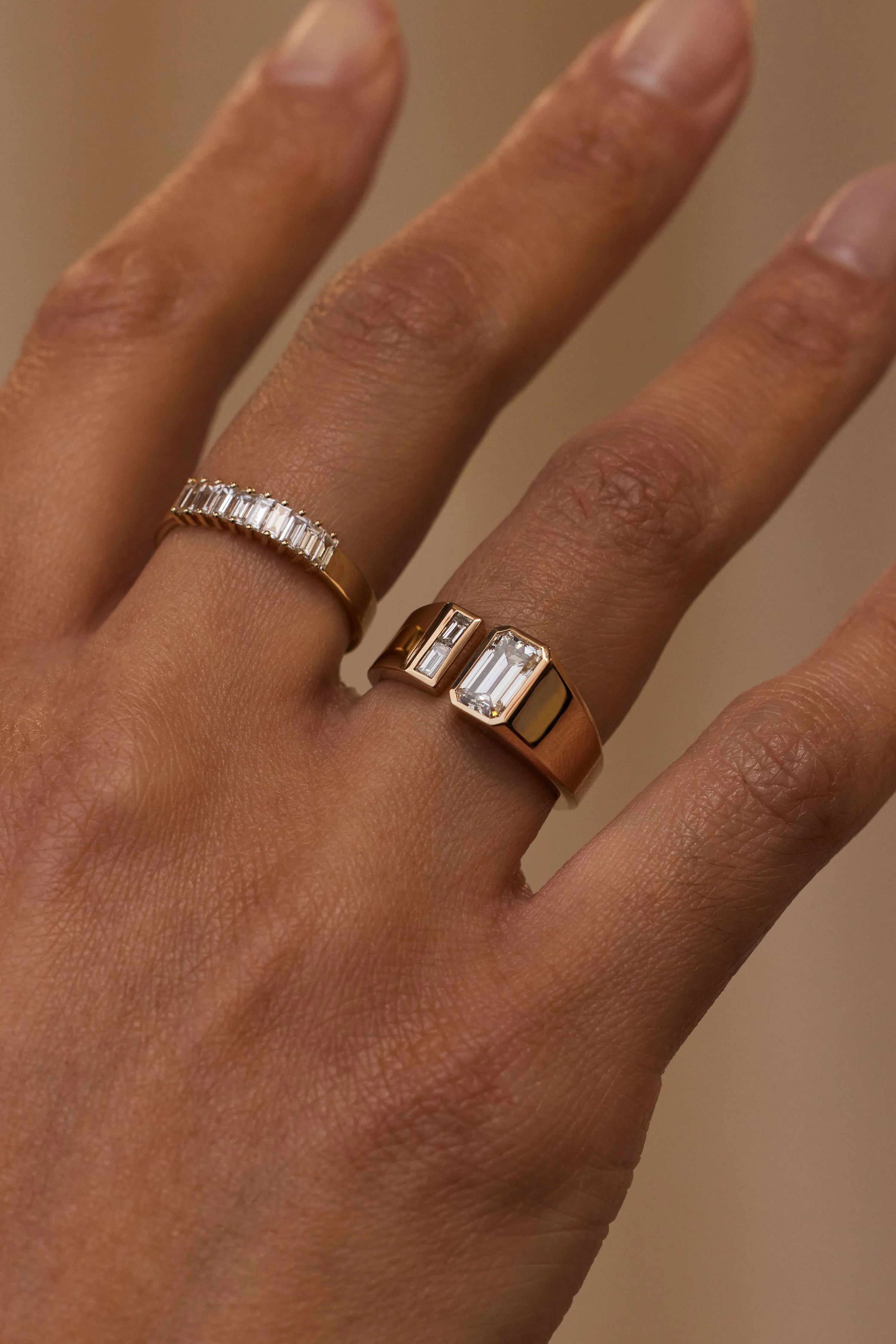 One of a Kind Emerald Cut Diamond Dyad Signet Ring No. 9 sold by WWAKE product image thumbnail 2