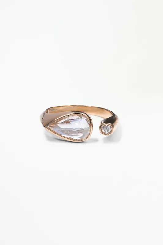 One of a Kind Pear Rose Cut Diamond Dyad Signet Ring No. 8 made by WWAKE