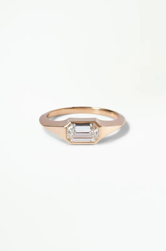 One of a Kind Emerald Cut Diamond Signet Ring No. 37 made by WWAKE