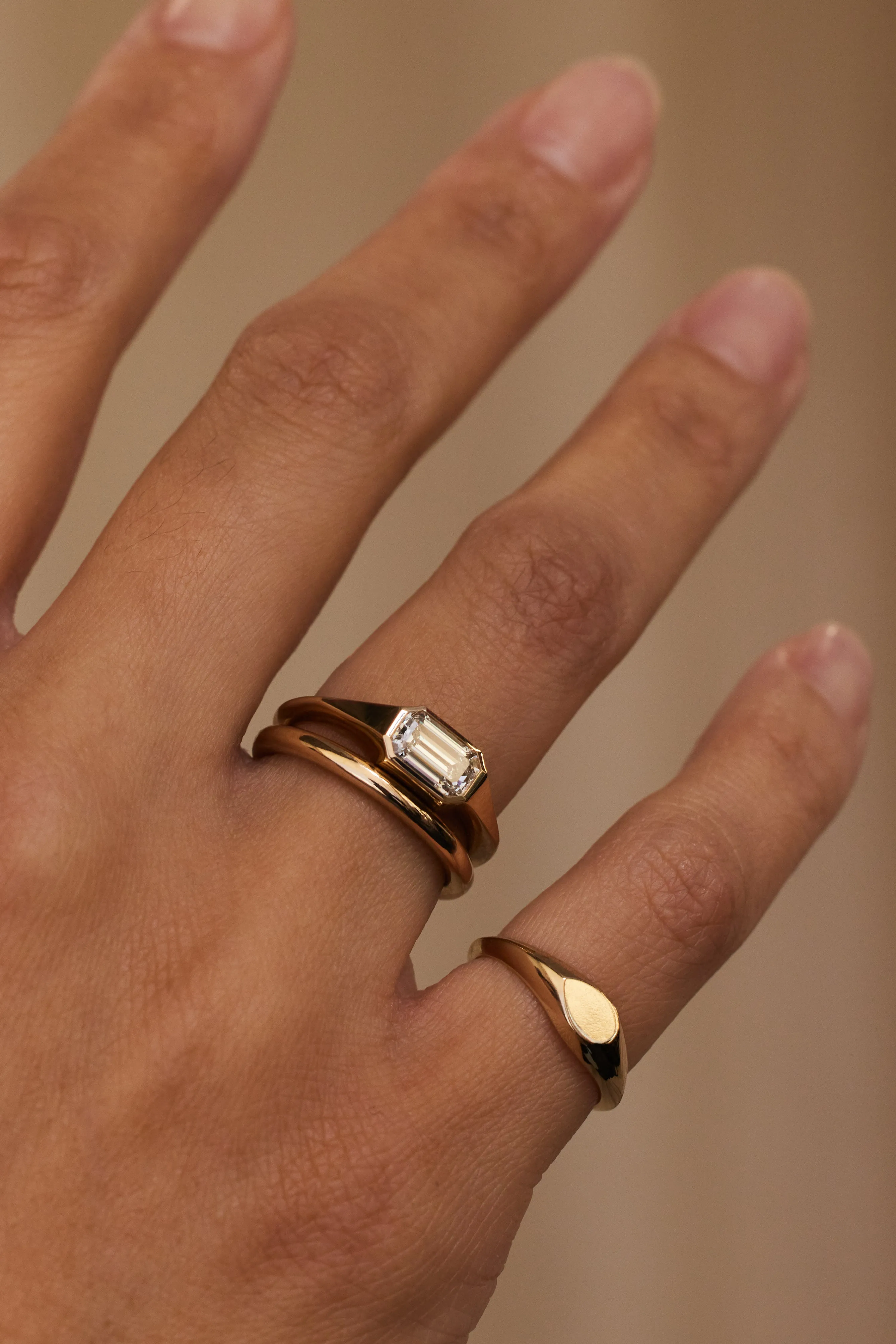 One of a Kind Emerald Cut Diamond Signet Ring No. 37 sold by WWAKE product image thumbnail 2