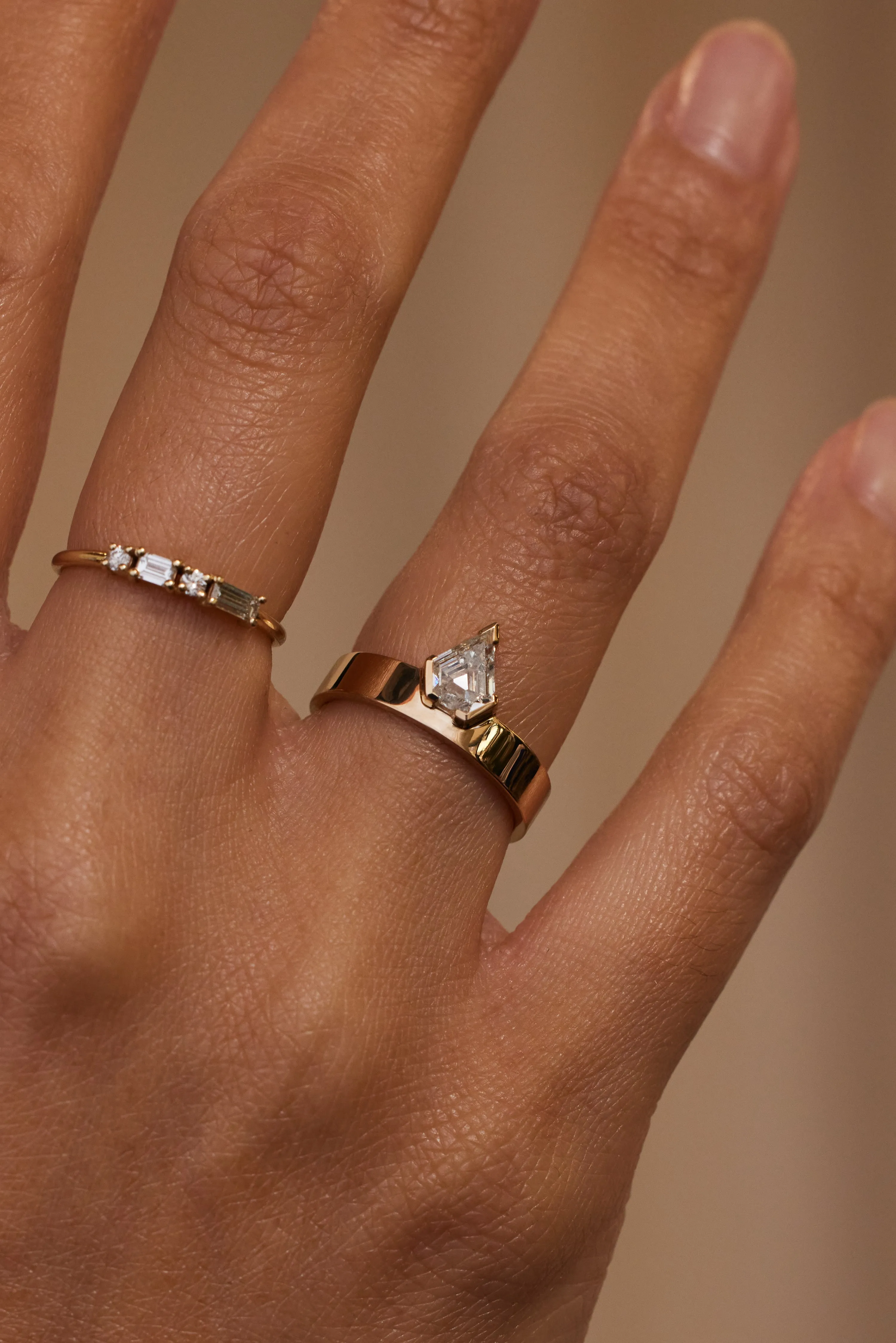 One of a Kind Shield Cut Diamond Monolith Ring No. 10 sold by WWAKE product image thumbnail 2