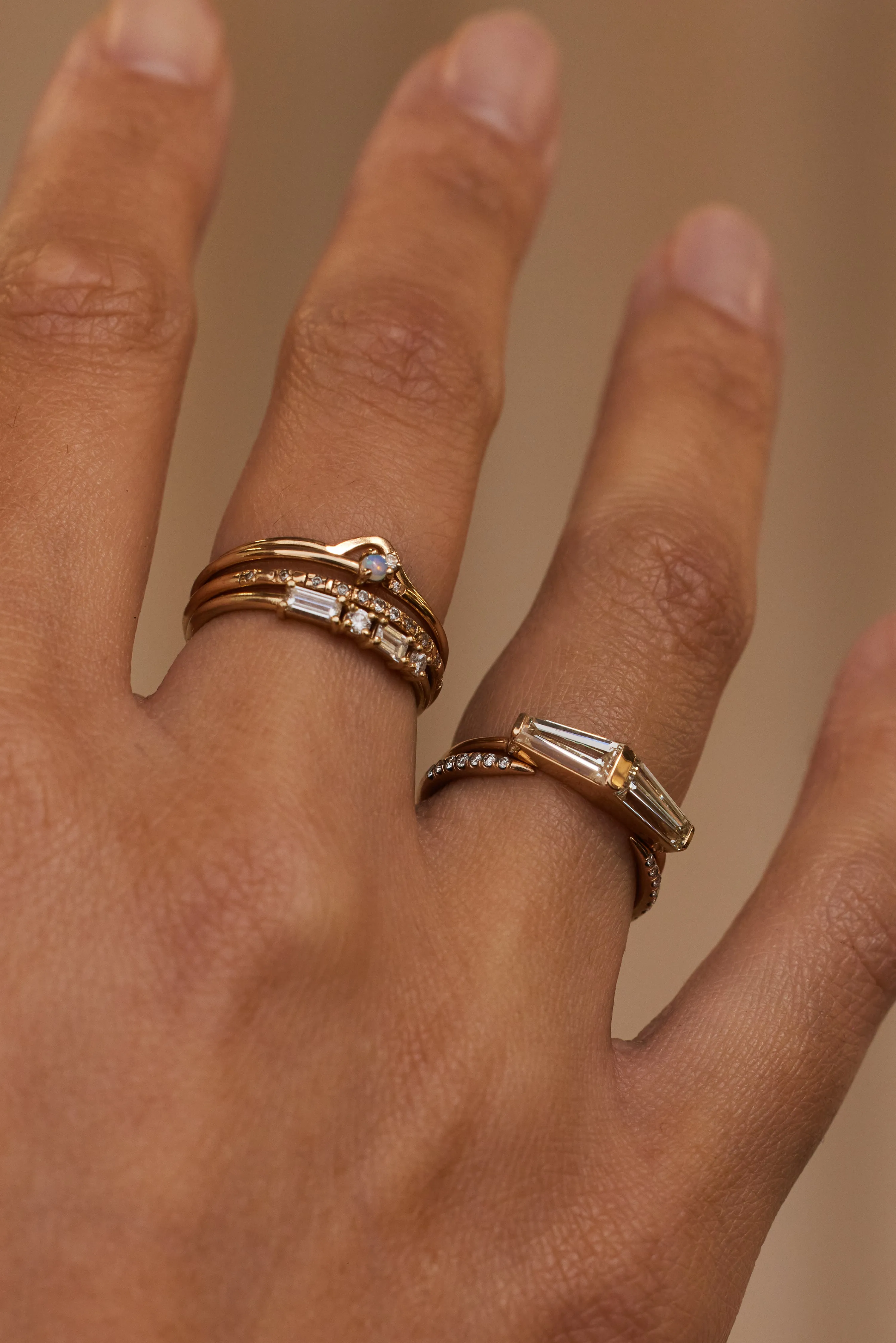 One of a Kind Tapered Baguette Cut Diamond Mosaic Ring No. 41 sold by WWAKE product image thumbnail 2