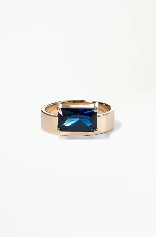 One of a Kind Emerald Cut Sapphire Monolith Ring No. 9 made by WWAKE