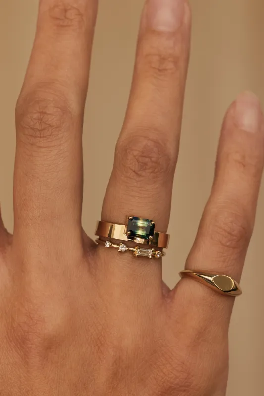 One of a Kind Emerald Cut Sapphire Monolith Ring No. 8 made by WWAKE