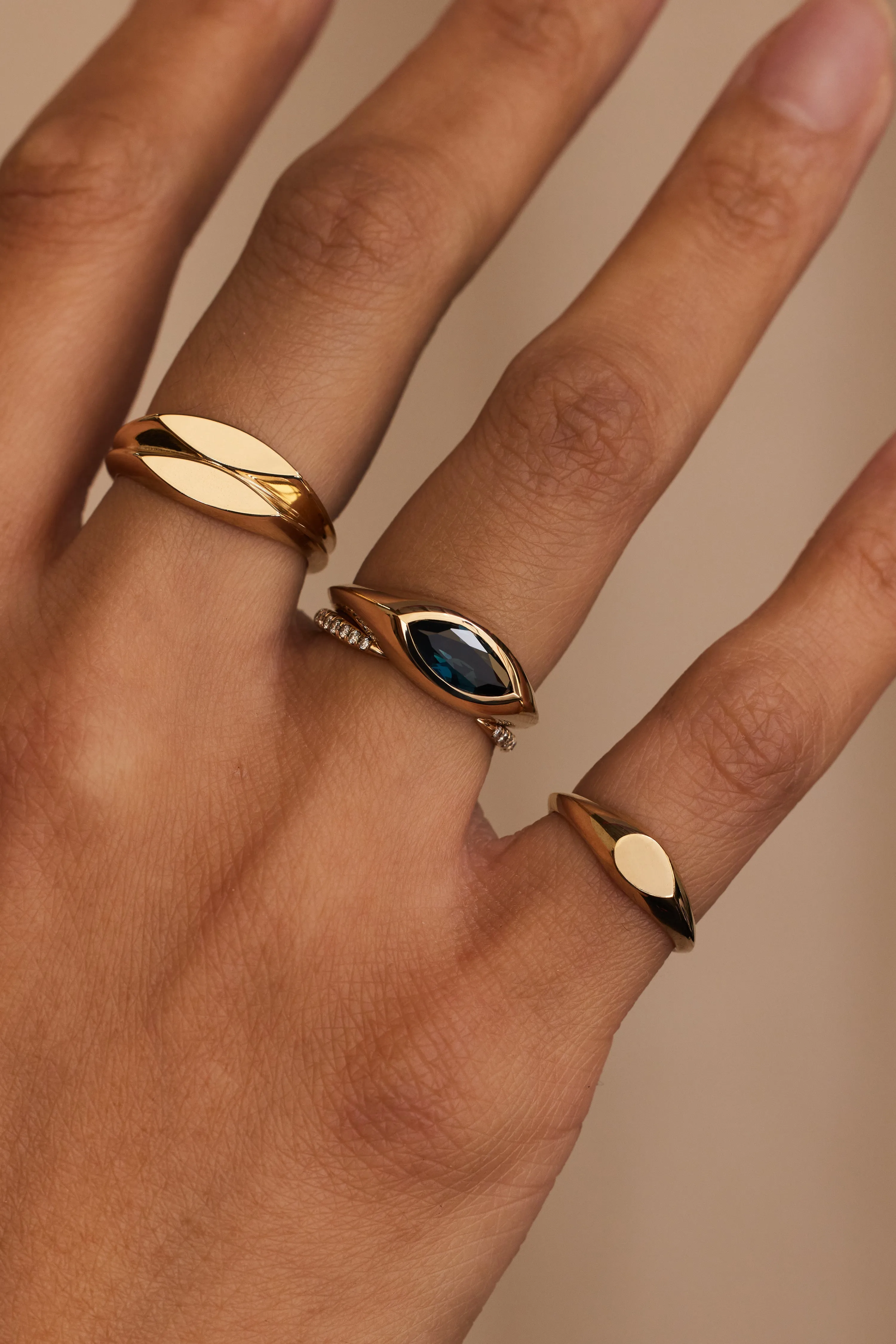 One of a Kind Marquise Cut Sapphire Signet Ring No. 41 sold by WWAKE product image thumbnail 2