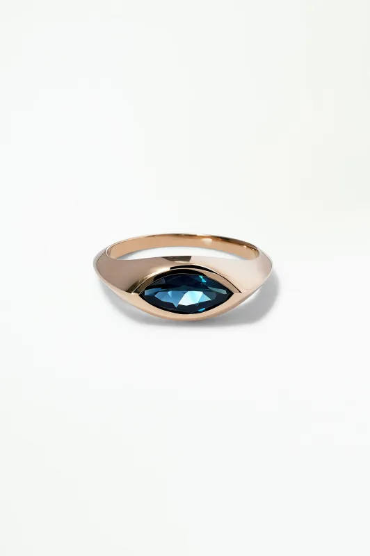 One of a Kind Marquise Cut Sapphire Signet Ring No. 41 made by WWAKE