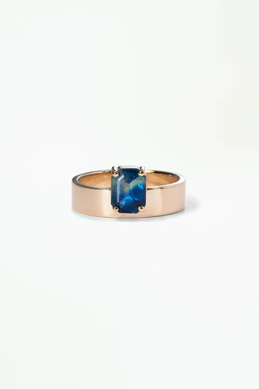 One of a Kind Emerald Cut Sapphire Monolith Ring No. 6 made by WWAKE