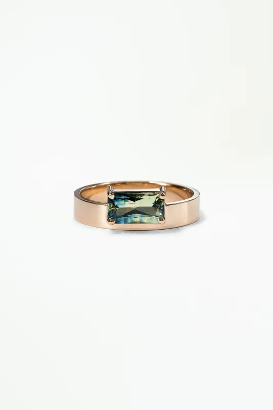 One of a Kind Radiant Cut Sapphire Monolith Ring No. 5 made by WWAKE