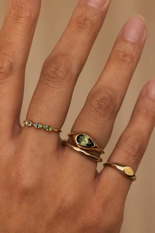 One of a Kind Pear Brilliant Cut Sapphire Signet Ring No. 33 made by WWAKE