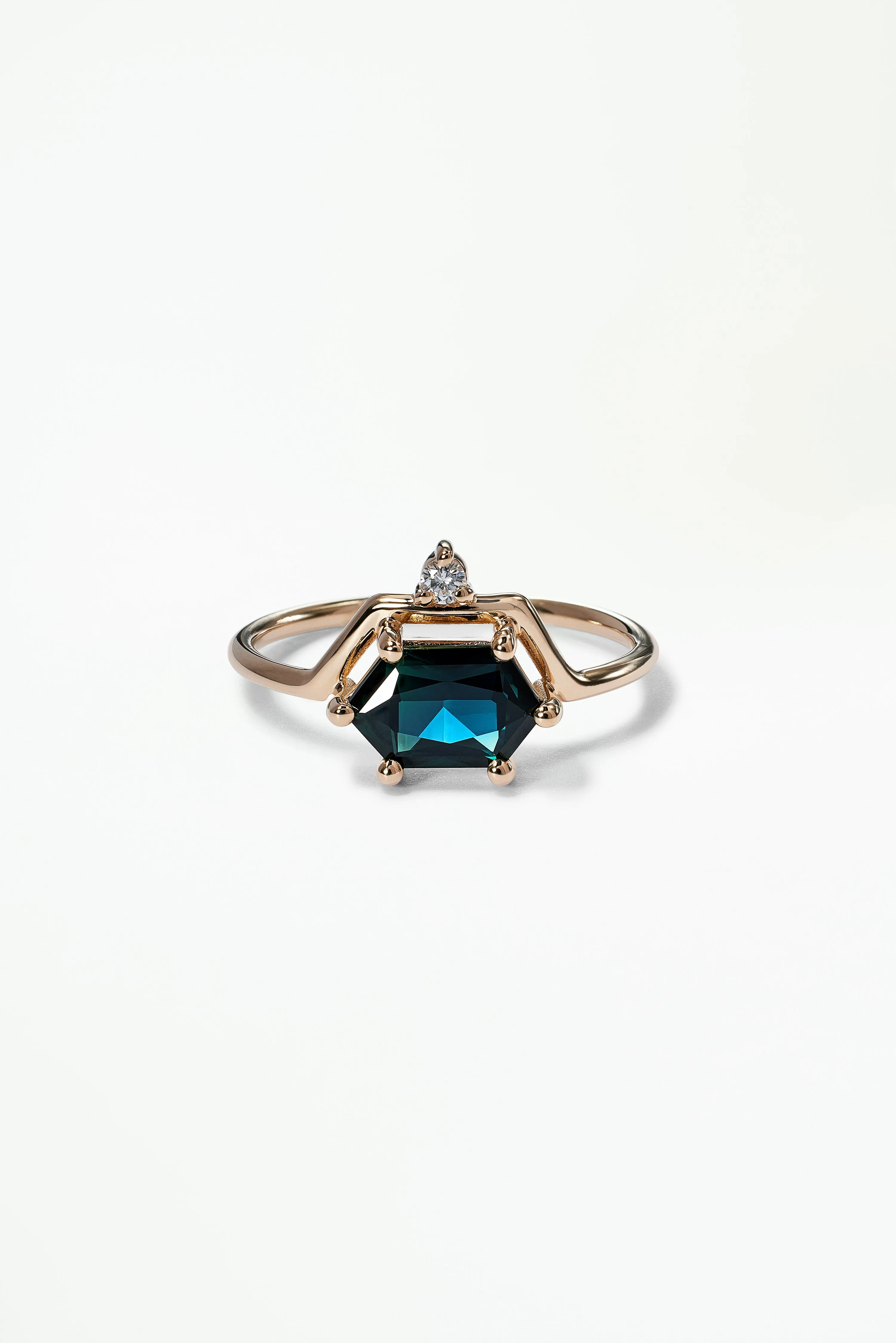 One of a Kind Hexagon Cut Sapphire and Diamond Nestled Ring No. 2 sold by WWAKE