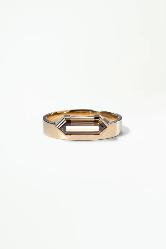One of a Kind Elongated Hex Champagne Diamond Monolith made by WWAKE
