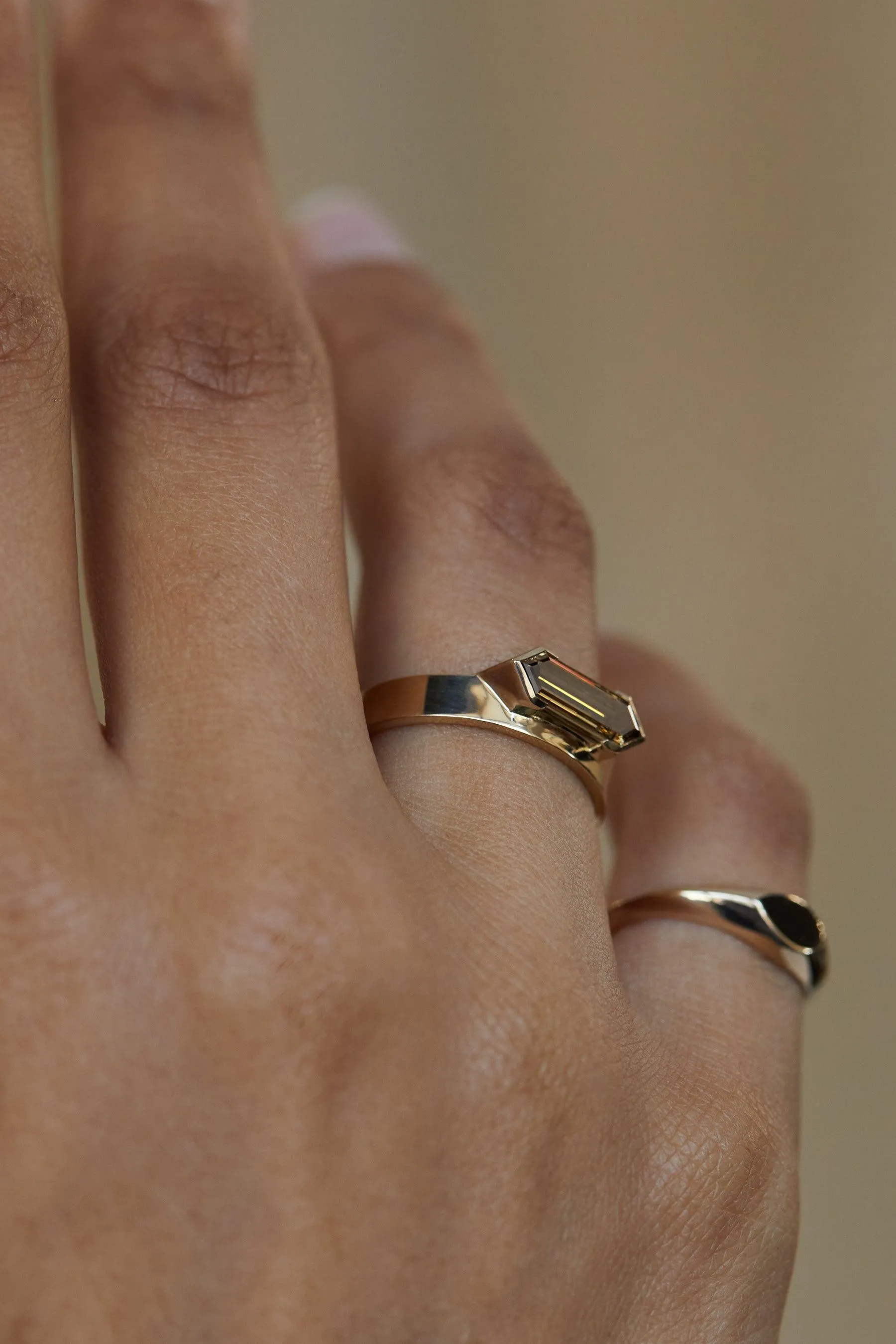 One of a Kind Elongated Hex Champagne Diamond Monolith sold by WWAKE product image thumbnail 5