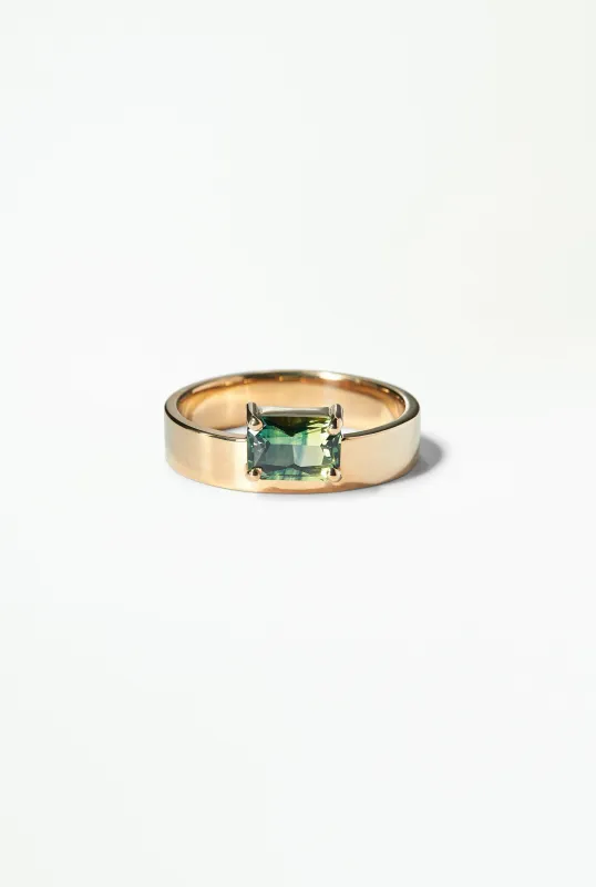One of a Kind Emerald Cut Sapphire Monolith Ring made by WWAKE