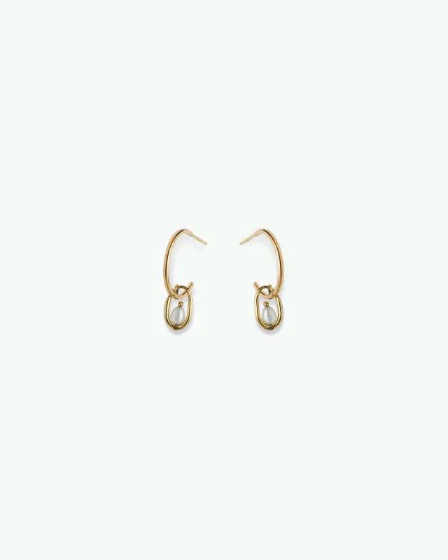 Pearl Droplet Hoop Earring made by WWAKE