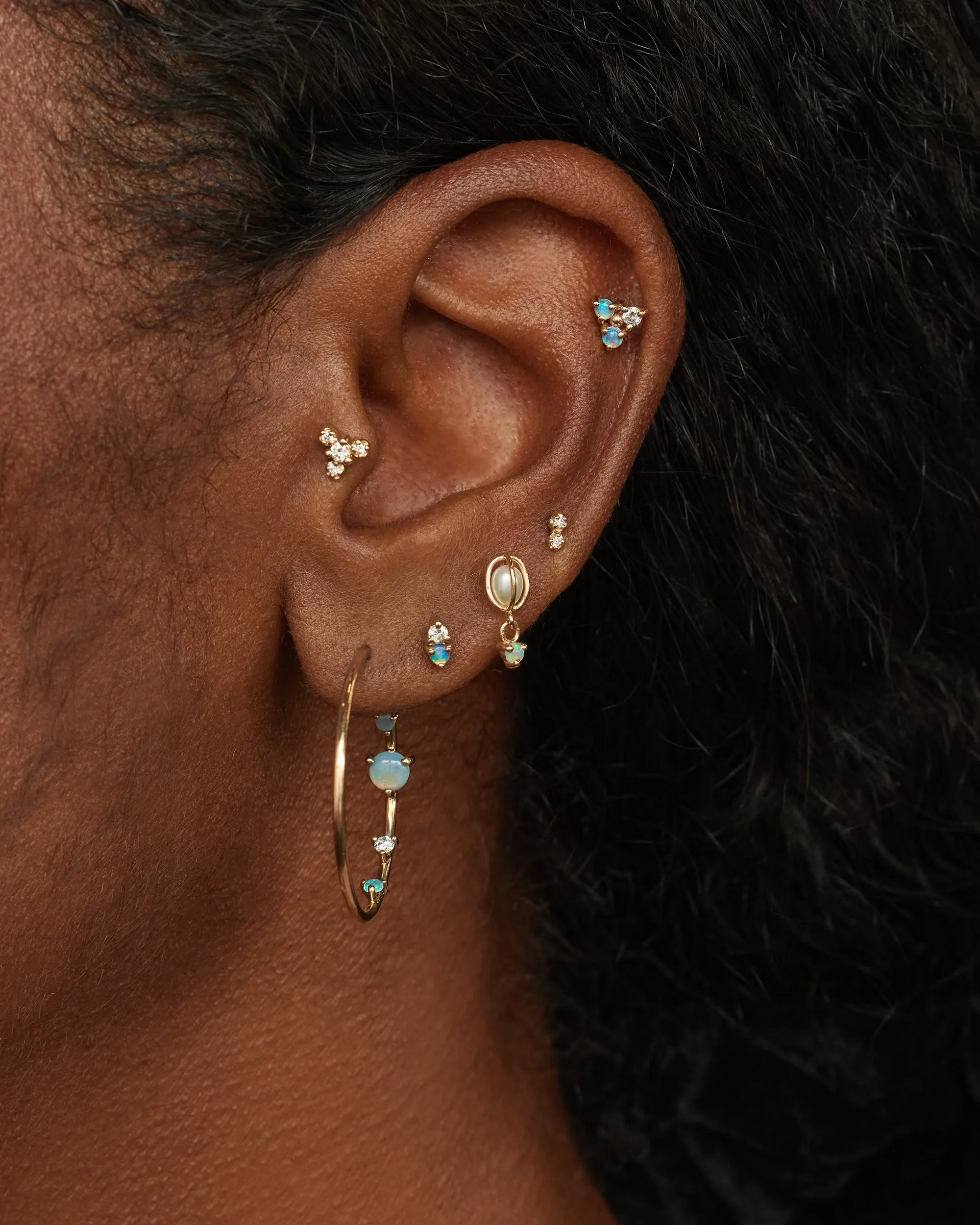 Opal and Diamond Inverted Hoop Earring sold by WWAKE product image thumbnail 3