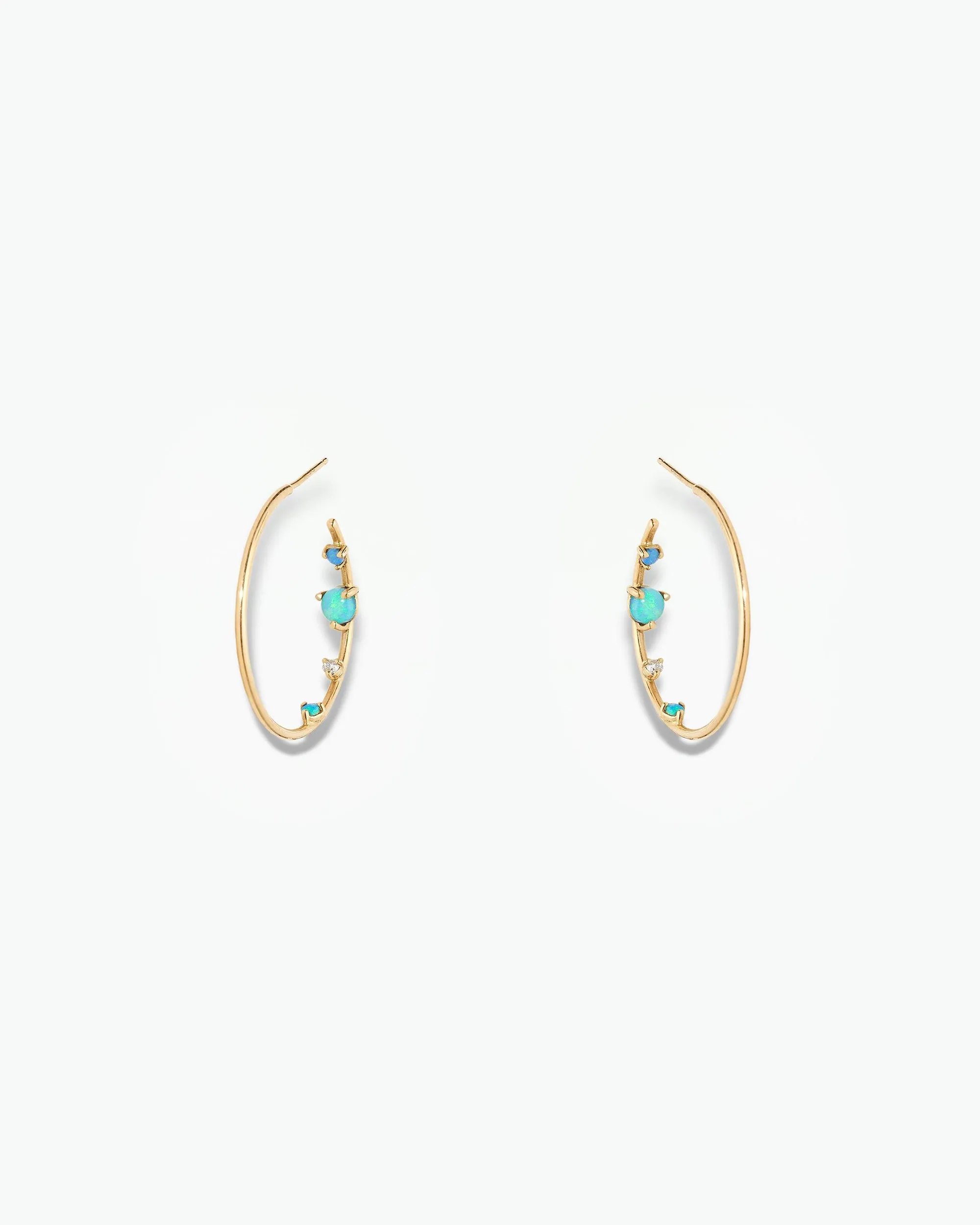 Opal and Diamond Inverted Hoop Earring sold by WWAKE