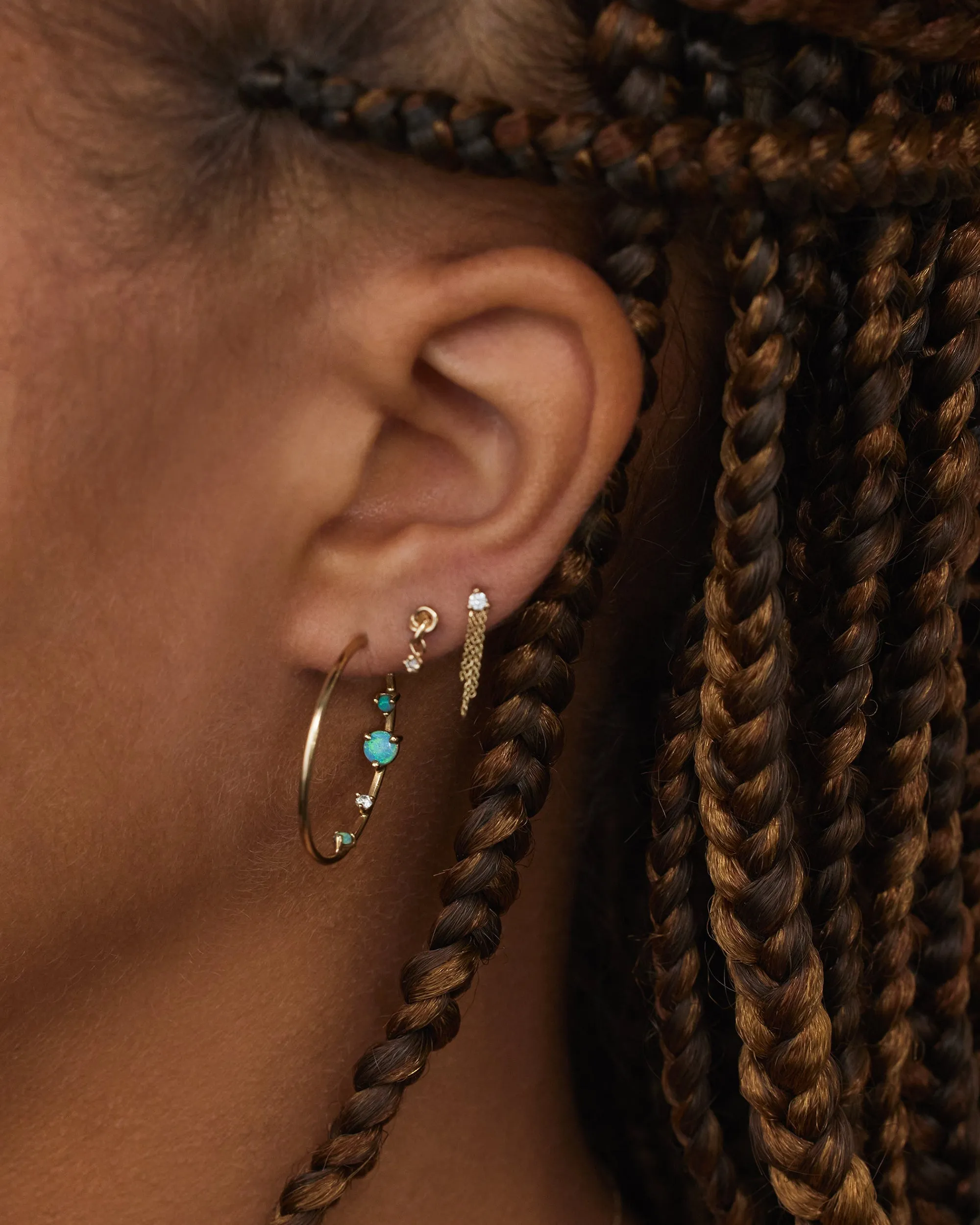 Opal and Diamond Inverted Hoop Earring sold by WWAKE product image thumbnail 2